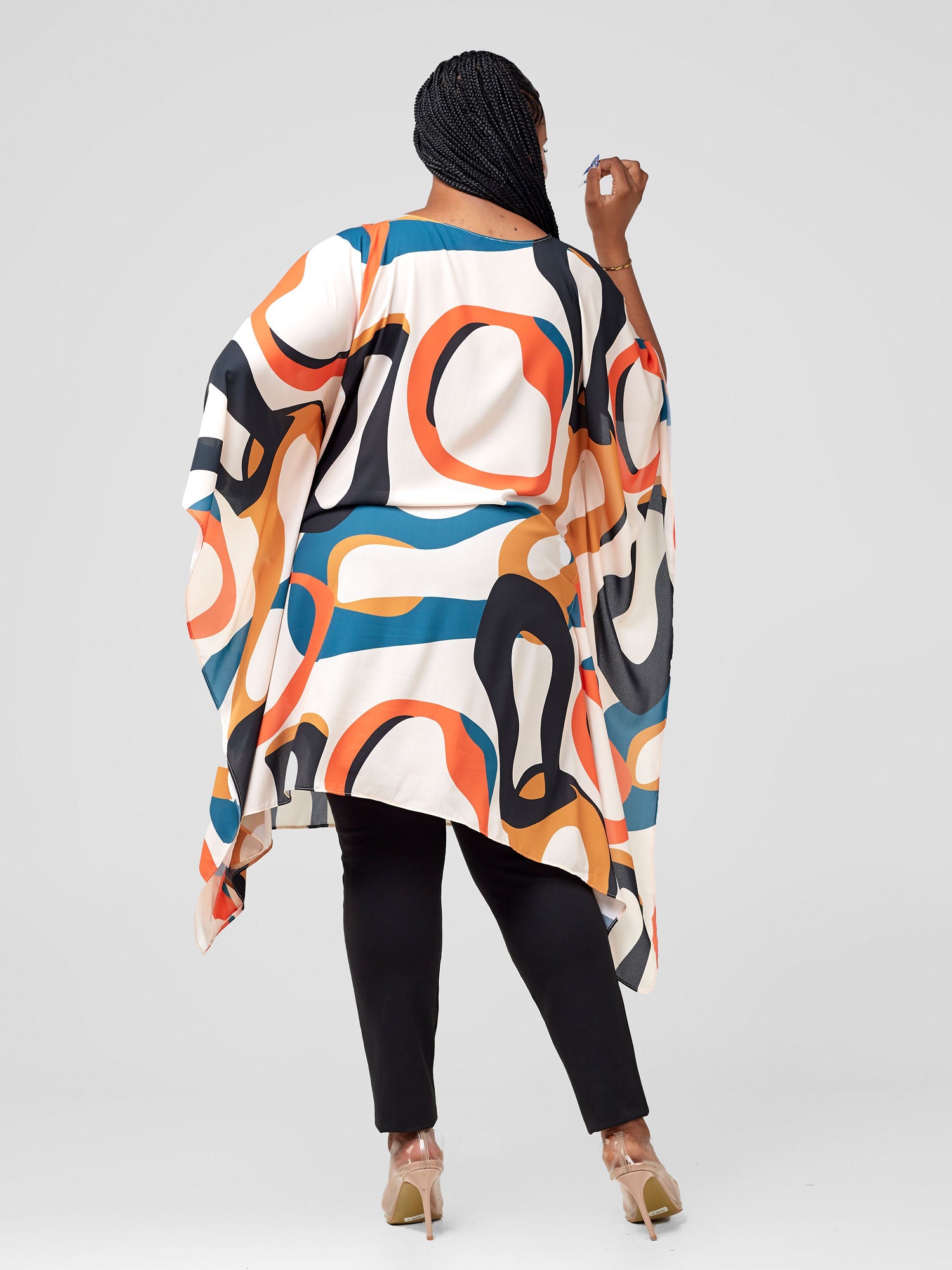 Vivo Basic Destiny Chiffon Top - Black /Mustard Print