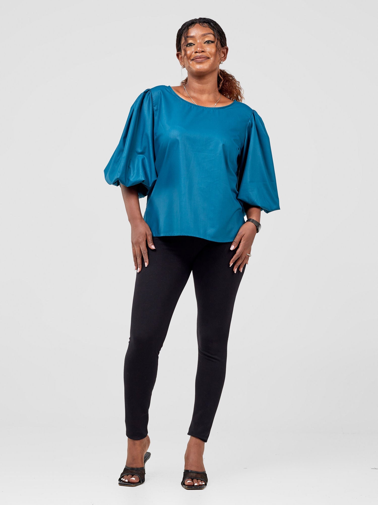 Safari Nimali Bubble Sleeve Top - Teal