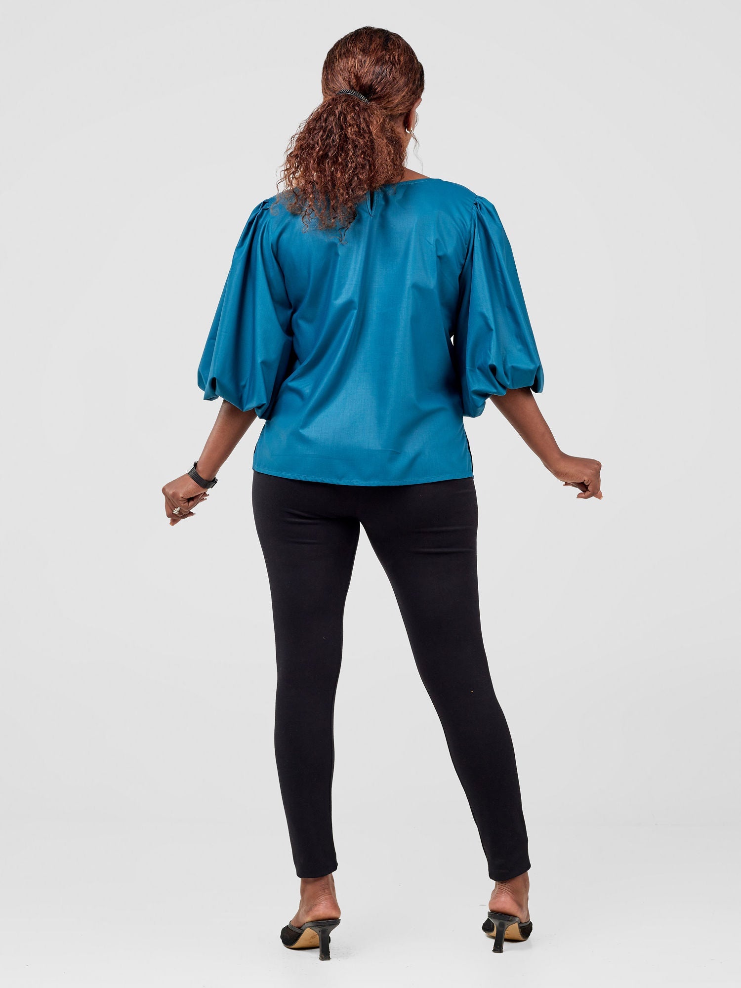 Safari Nimali Bubble Sleeve Top - Teal