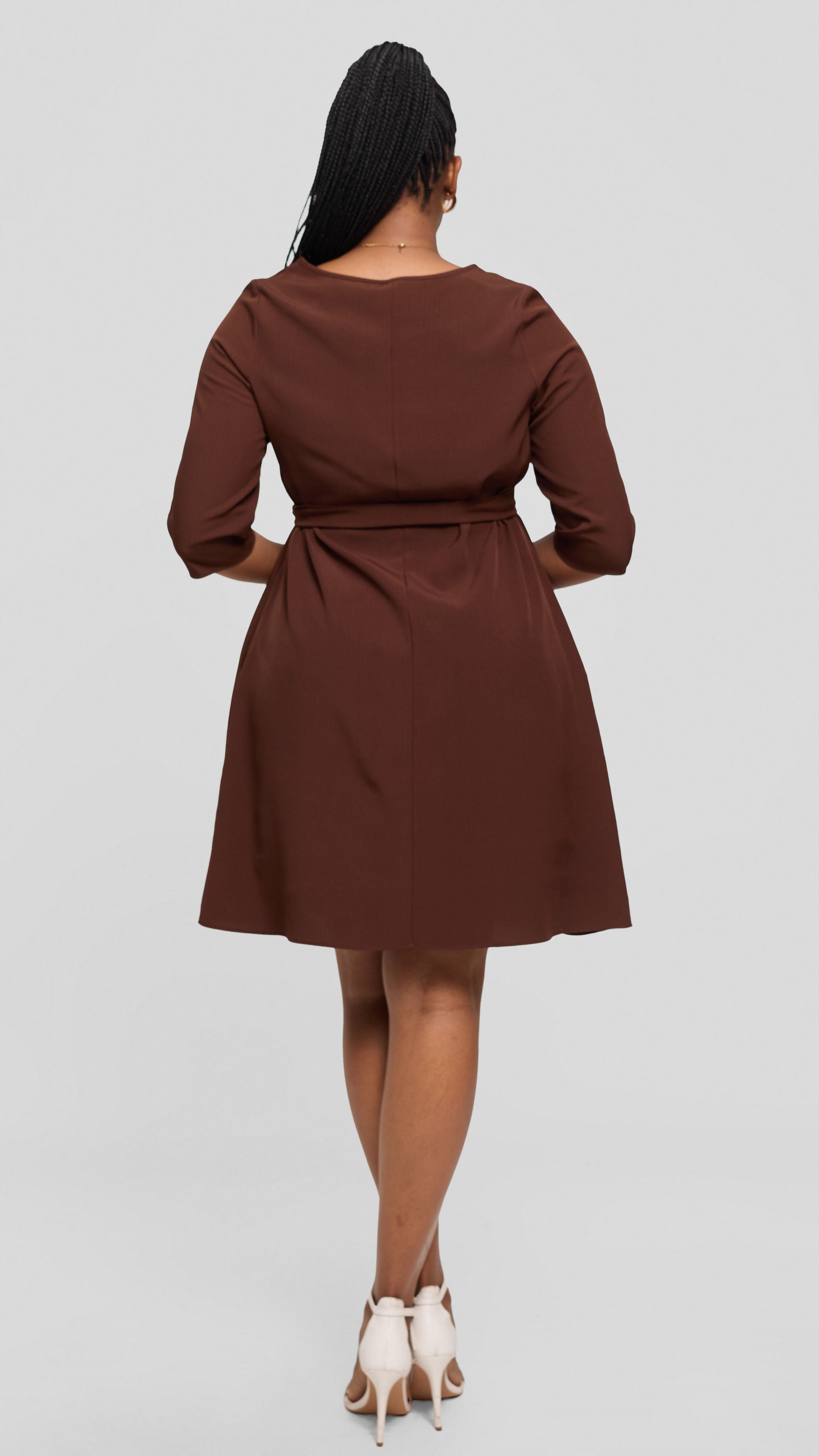 Vivo Laika 3/4 Sleeve Tent Dress in Crepe - Chocolate