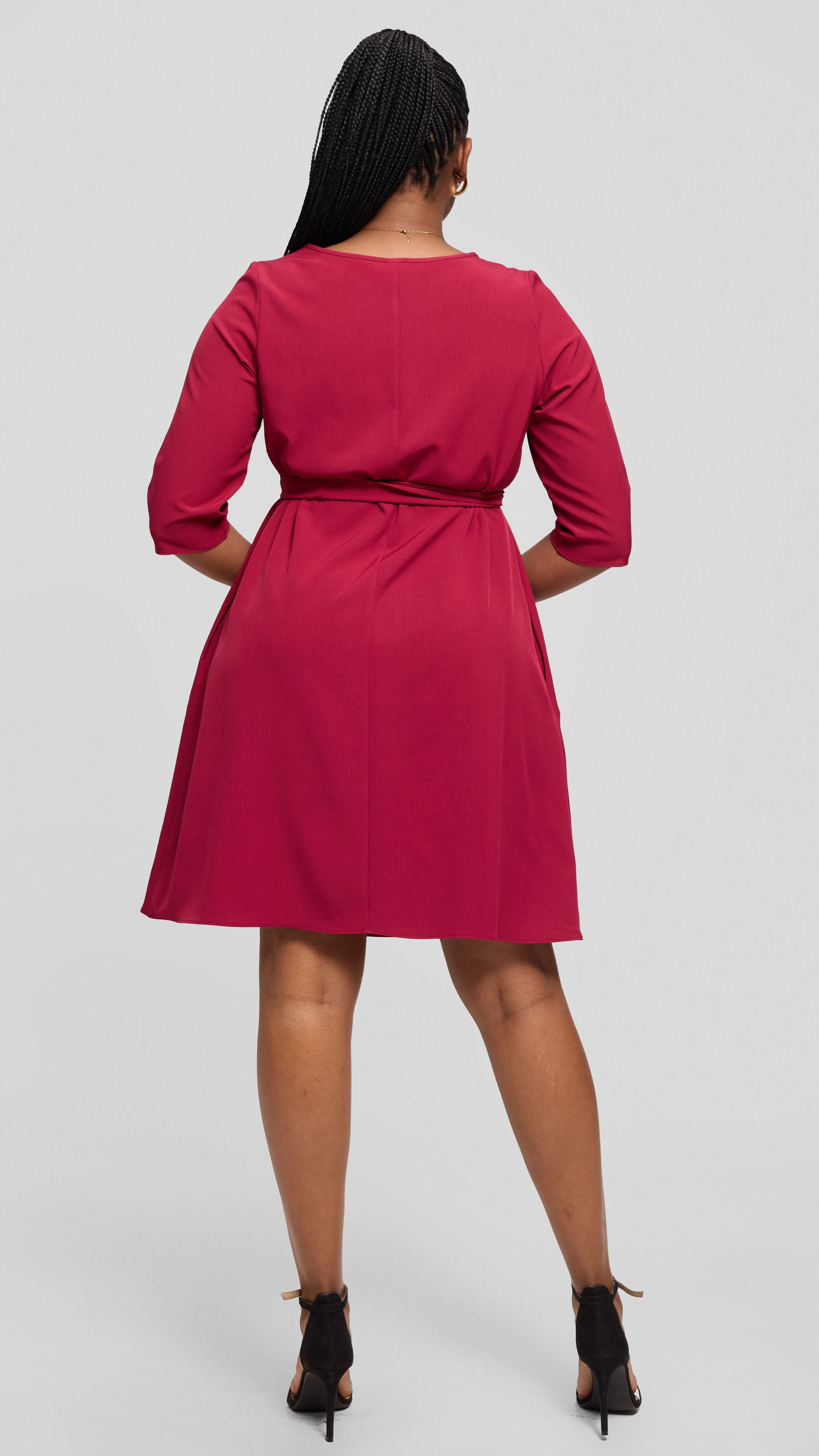 Vivo Laika 3/4 Sleeve Tent Dress in Crepe - Maroon