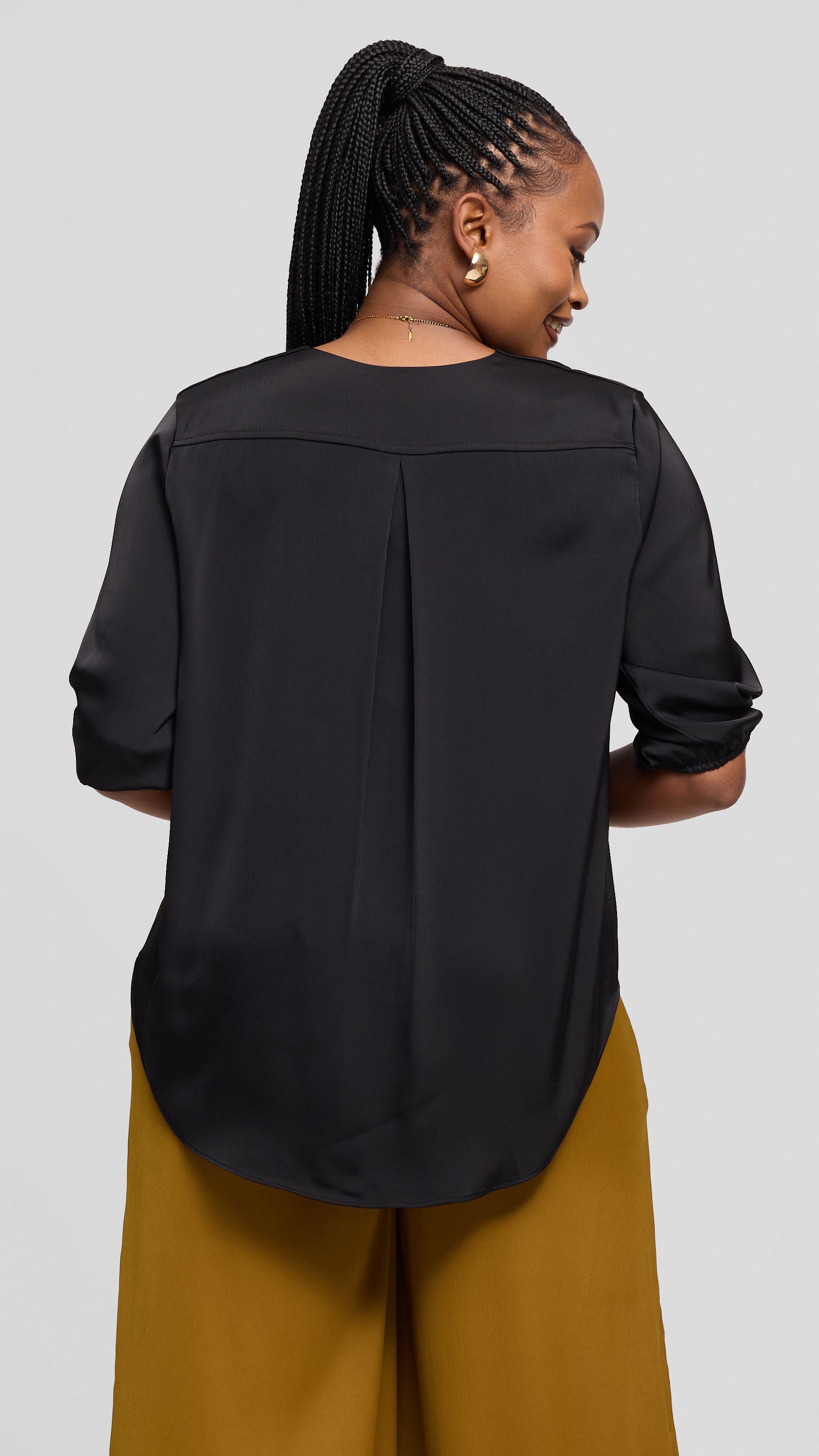 Vivo Dua Shirt in Textured Satin - Black