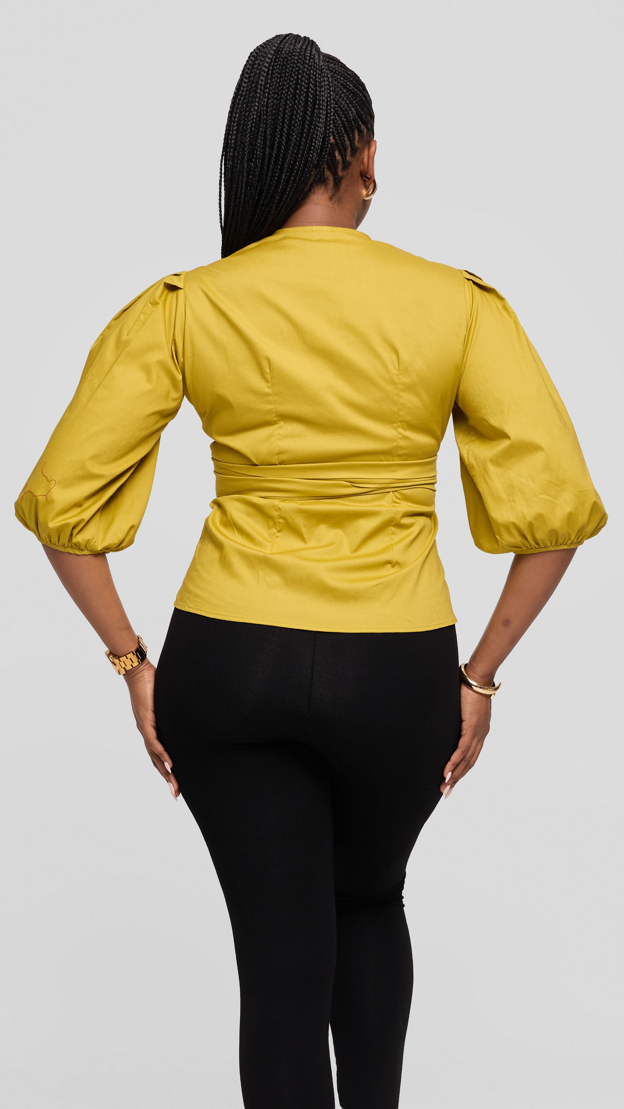 Safari Naledi Wrap Top in Cotton - Olive