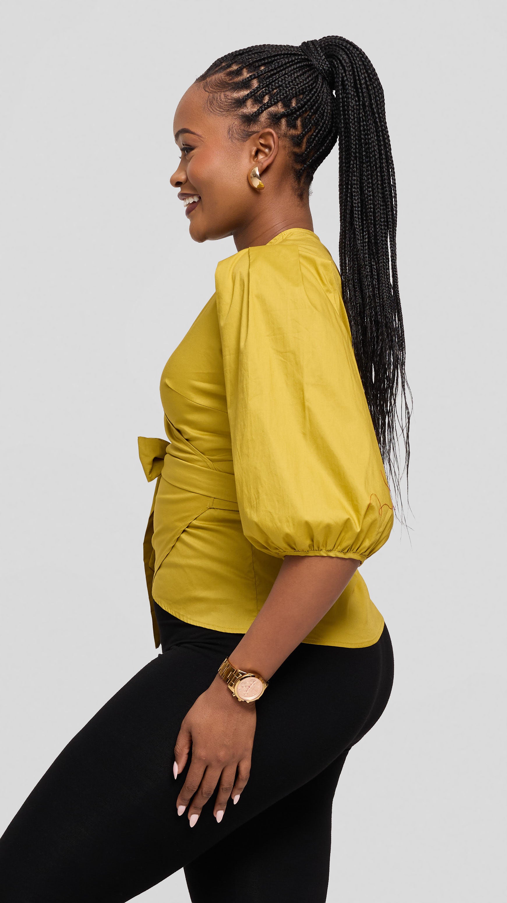 Safari Naledi Wrap Top in Cotton - Olive