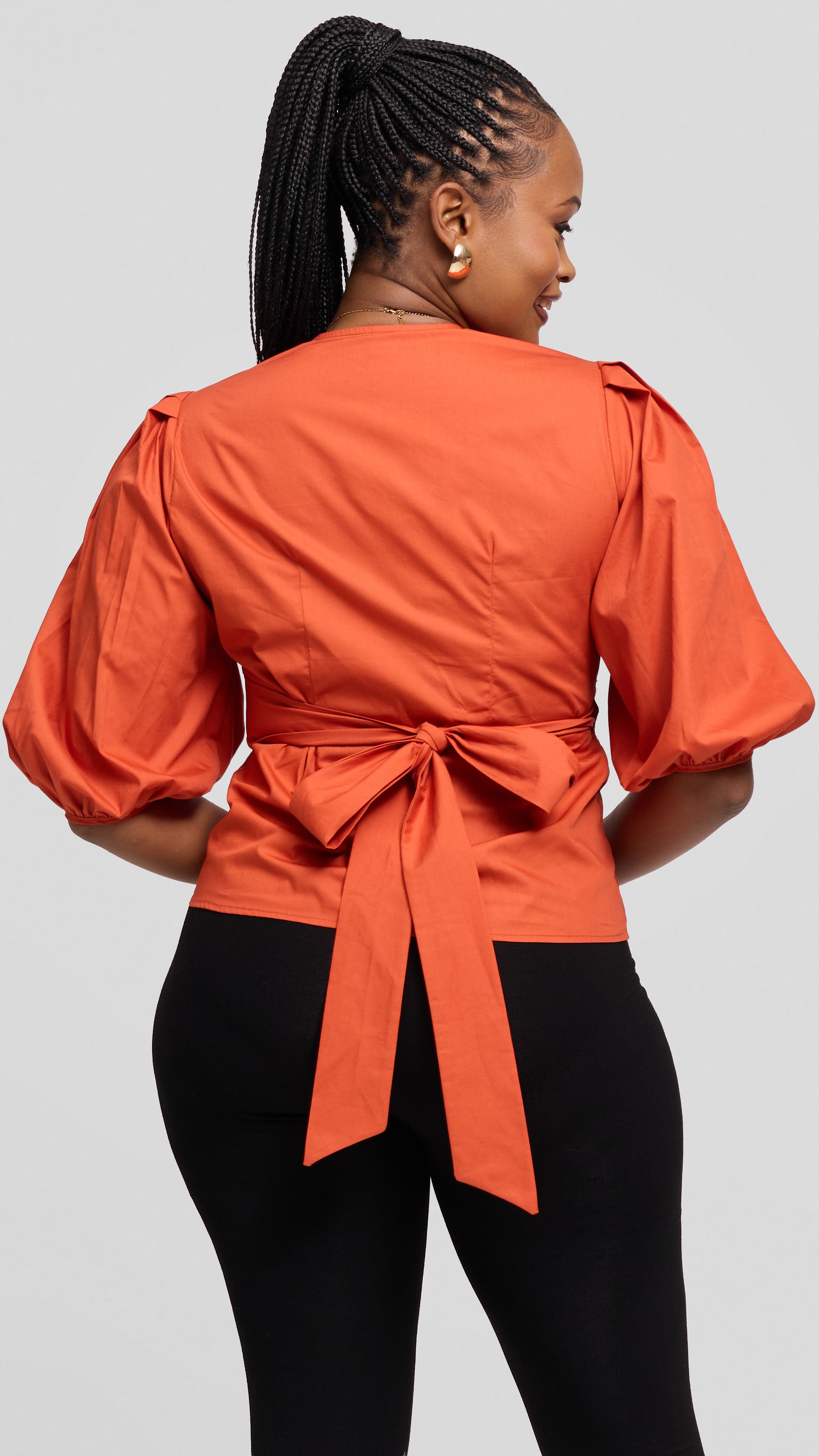 Safari Naledi Wrap Top in Cotton - Rust