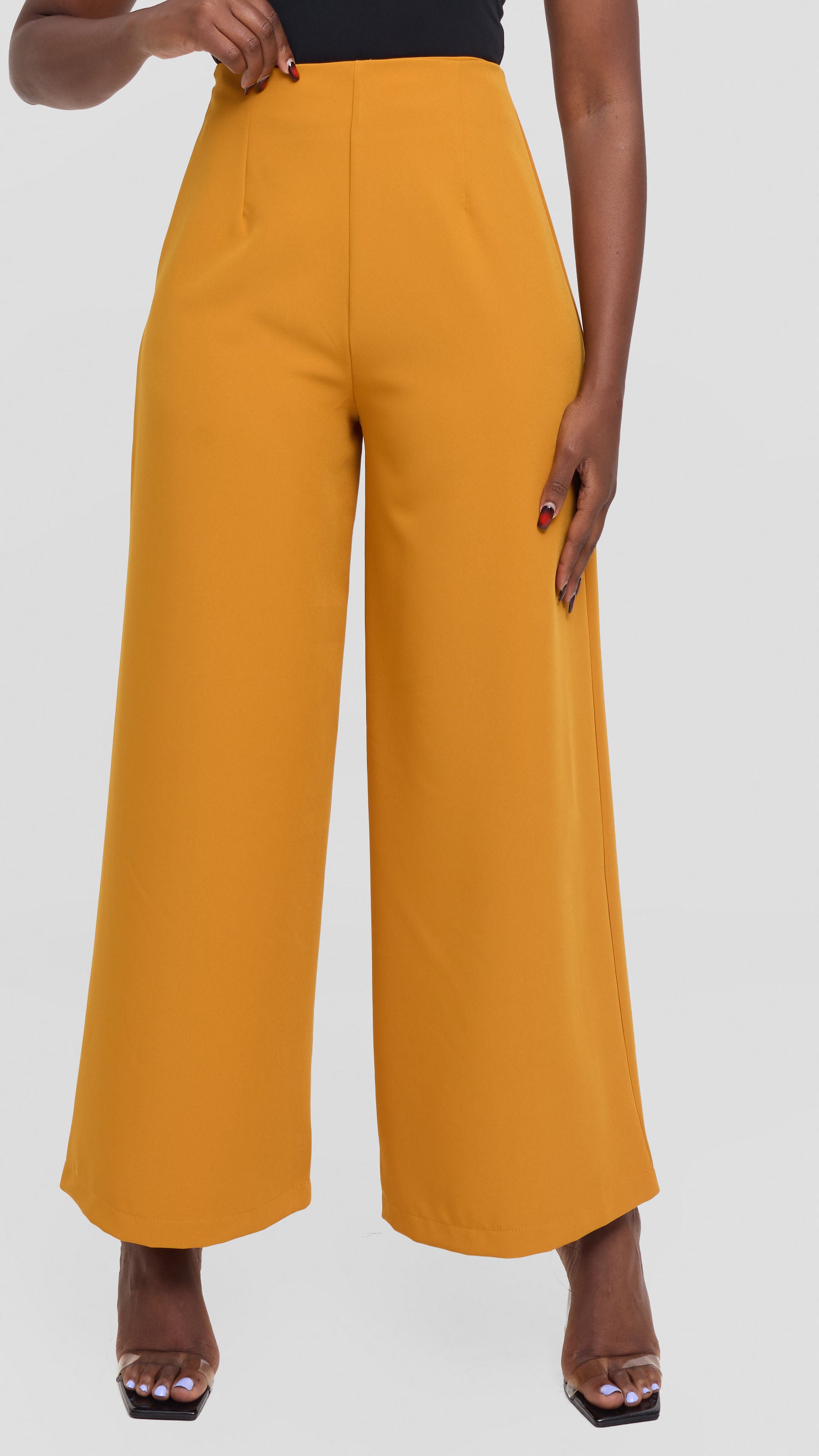 Vivo Tatili Wide Leg Pants in Heavy Crepe - Dark Mustard