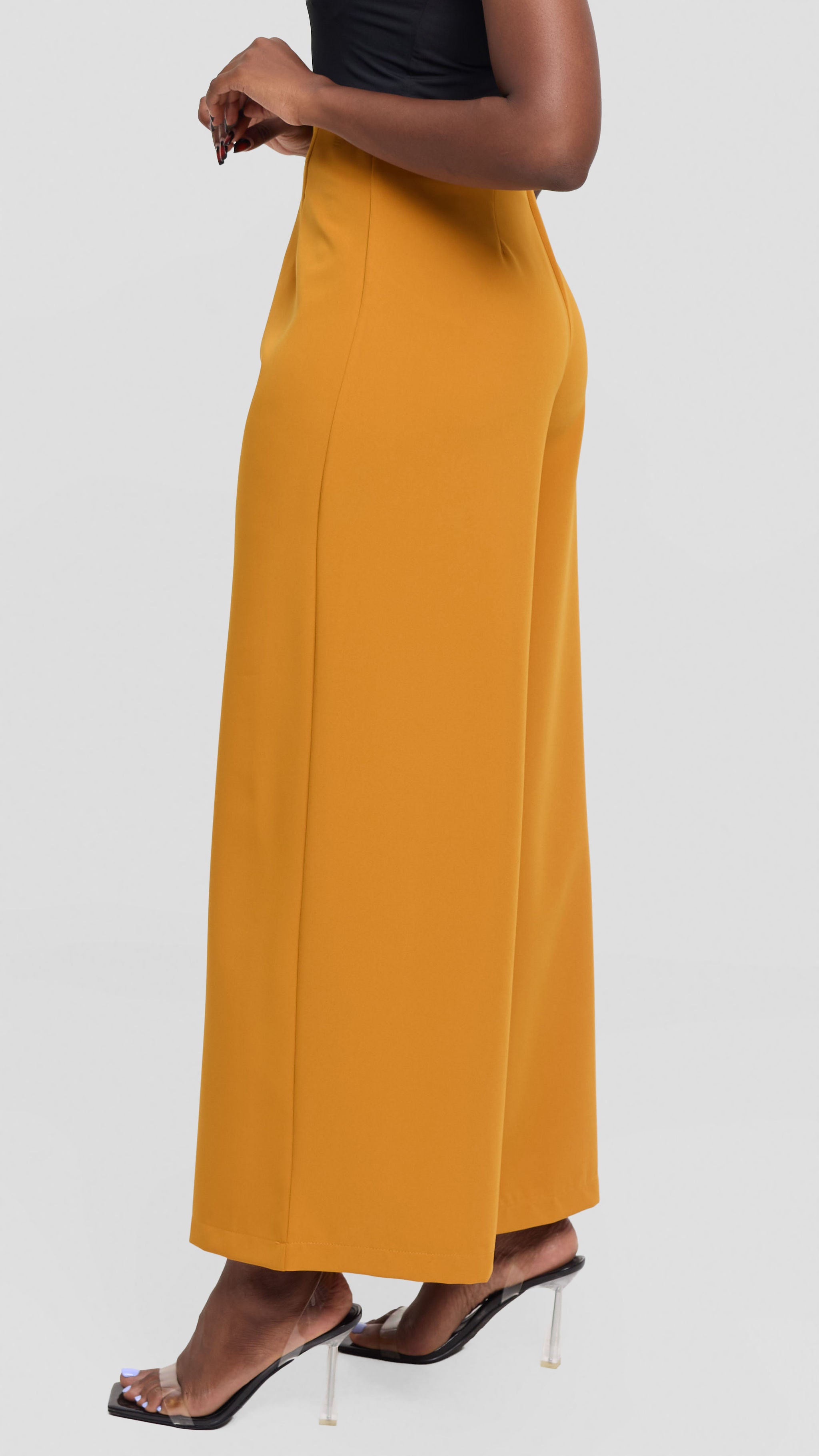 Vivo Tatili Wide Leg Pants in Heavy Crepe - Dark Mustard