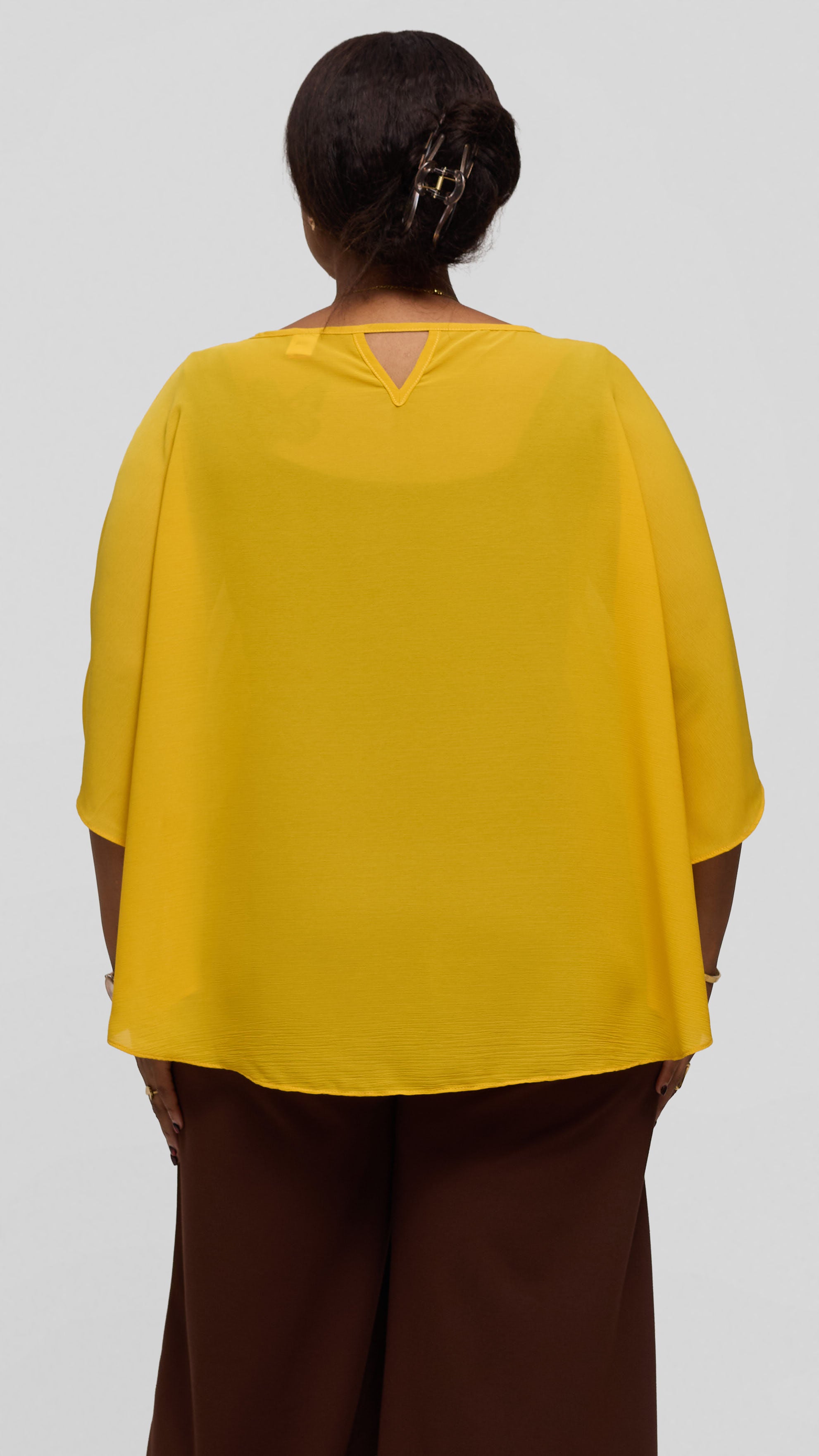 Vivo Sakari Circular Loose Top in Textured Chiffon - Yellow