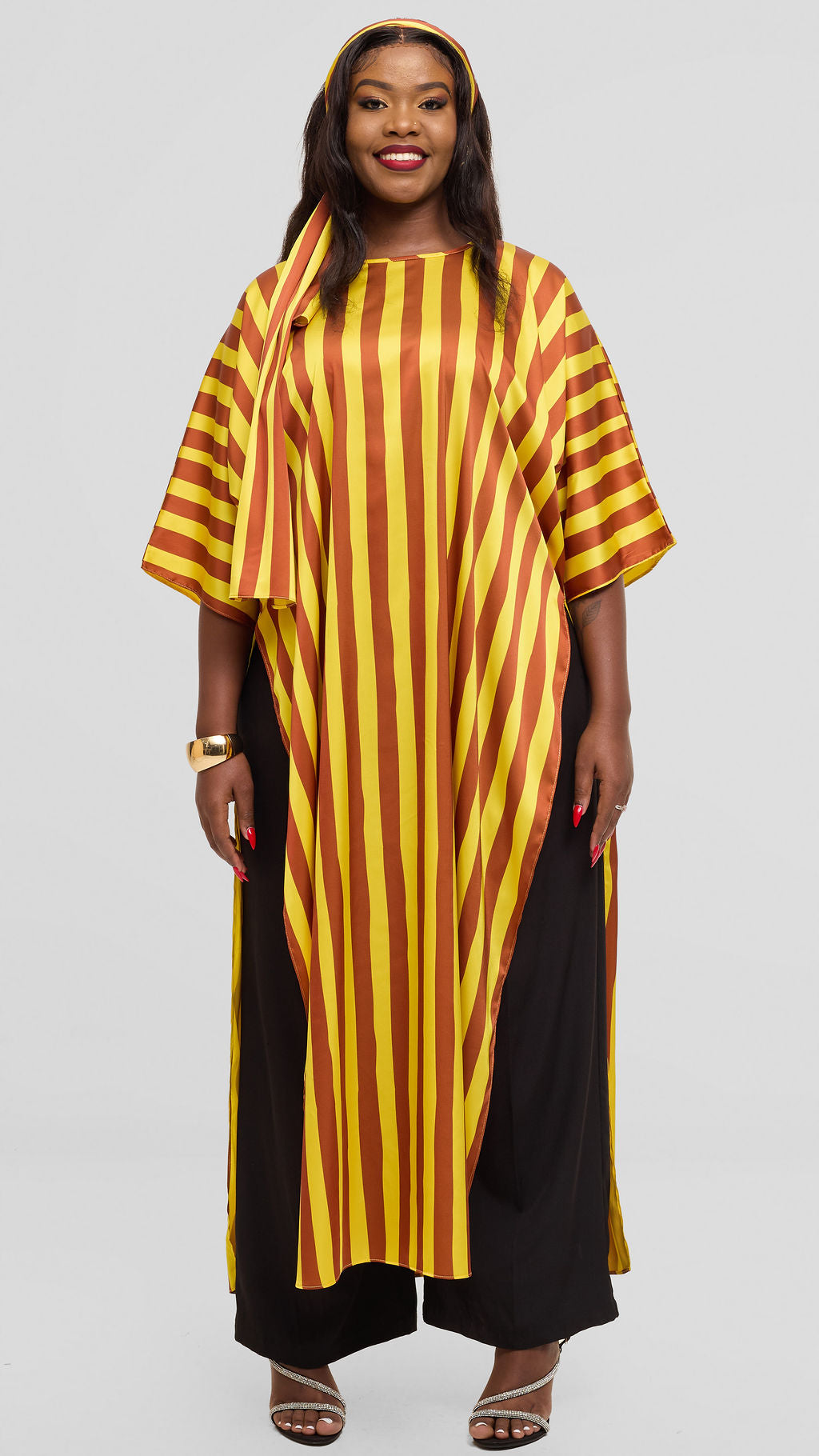 Vivo Lani Maxi Top in Satin - Mustard / Rust Mani Print