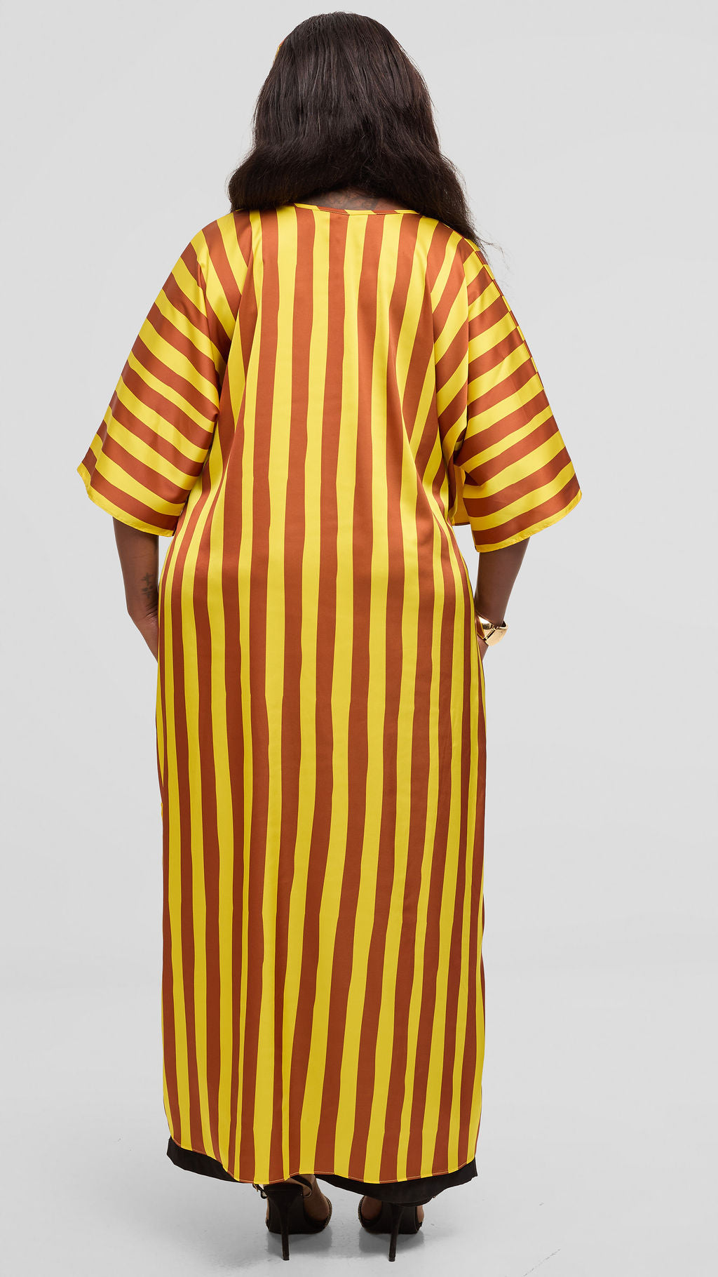 Vivo Lani Maxi Top in Satin - Mustard / Rust Mani Print