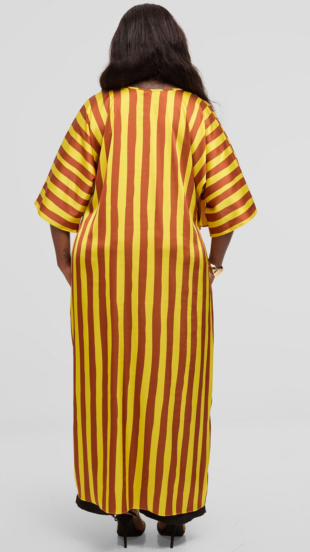 Vivo Lani Maxi Top in Satin - Mustard / Rust Mani Print
