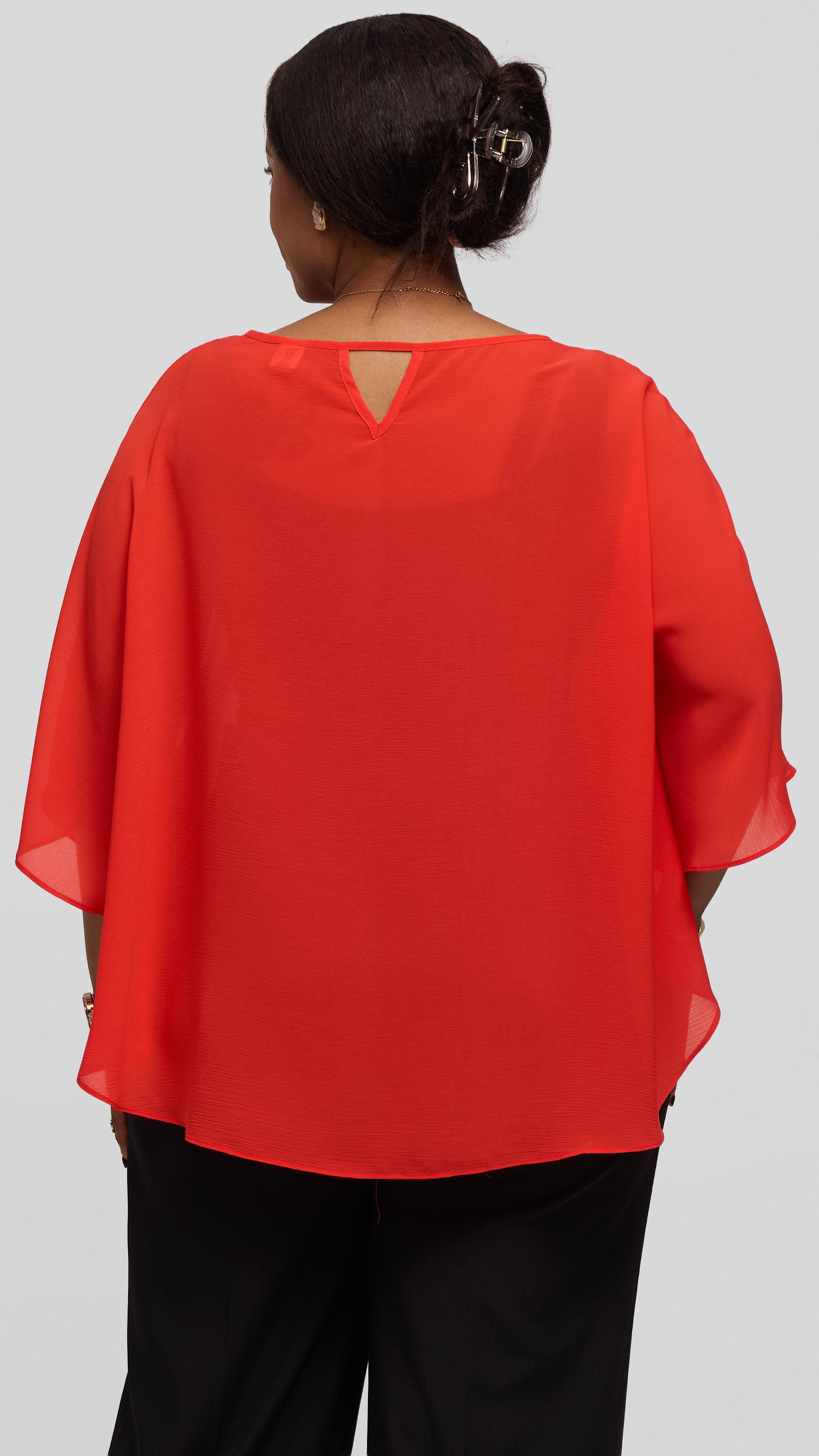 Vivo Sakari Circular Loose Top in Textured Chiffon - Orange