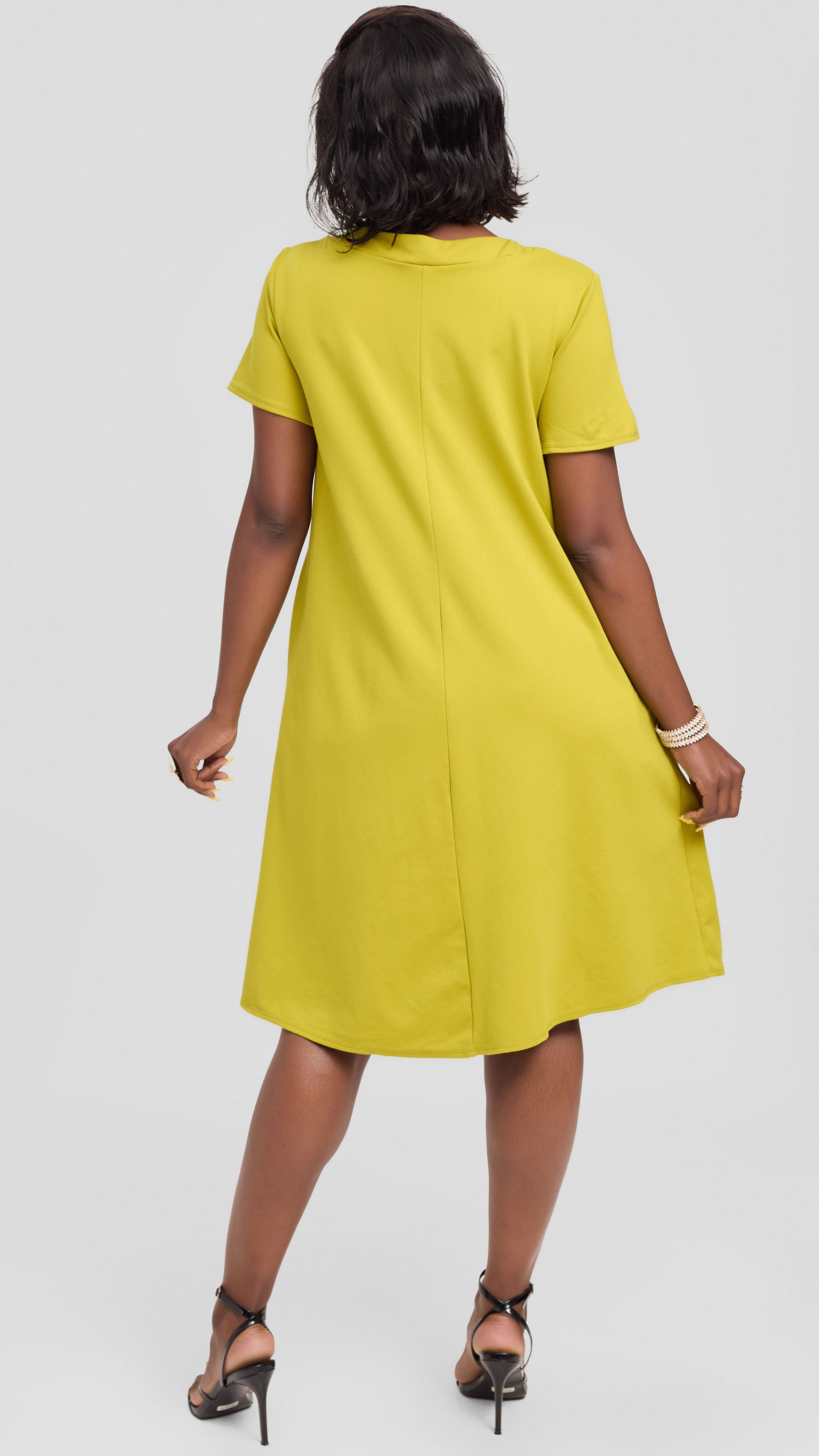 Vivo Jema Short Sleeve Tent Dress in Ponte - Light Olive