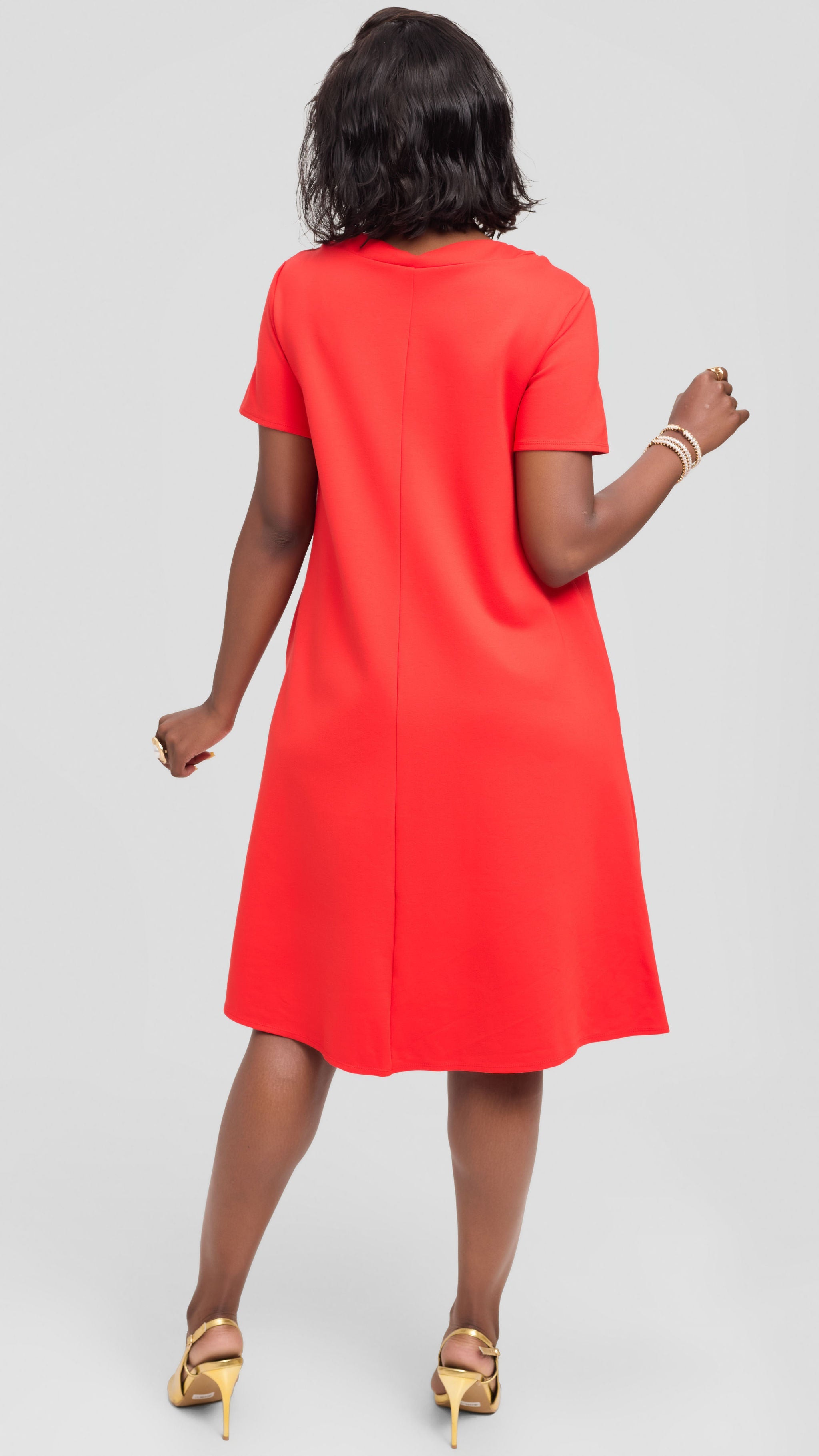 Vivo Jema Short Sleeve Tent Dress in Ponte - Orange