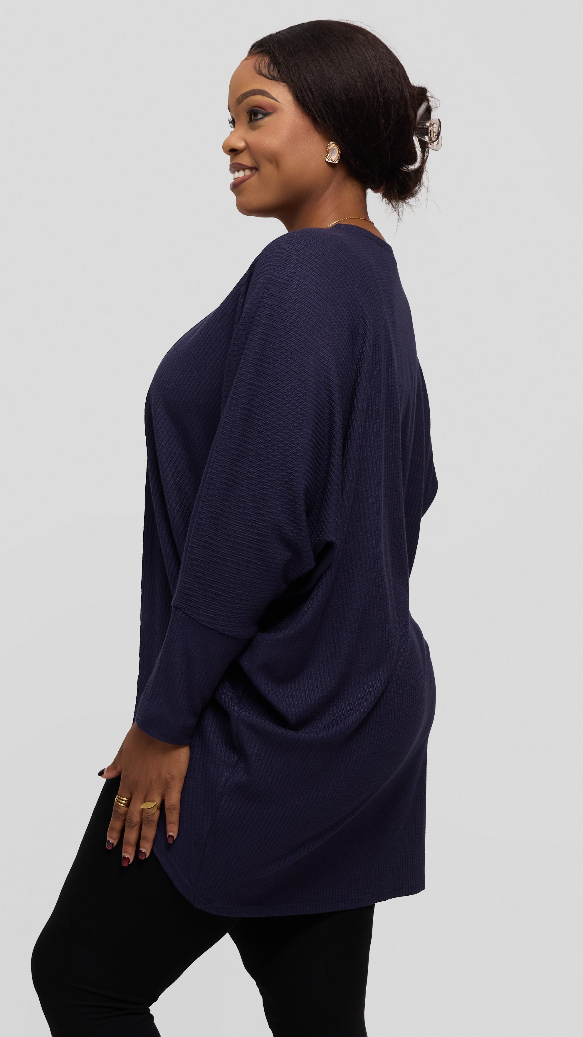 Vivo Mini Butterfly Kimono in Sweater - Navy Blue