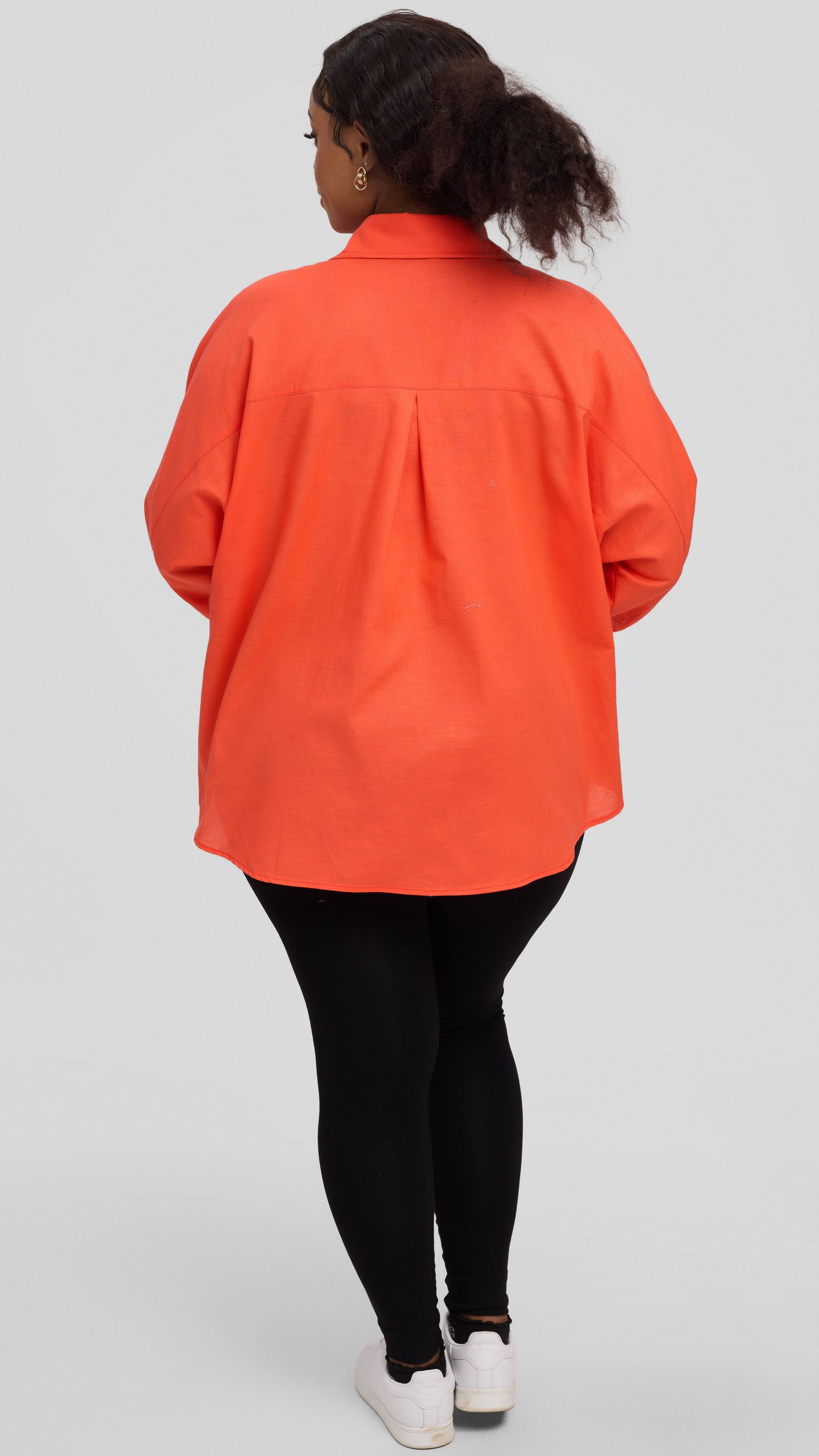 Safari by Vivo Back Pleat Loose Top in Linen Blend - Orange