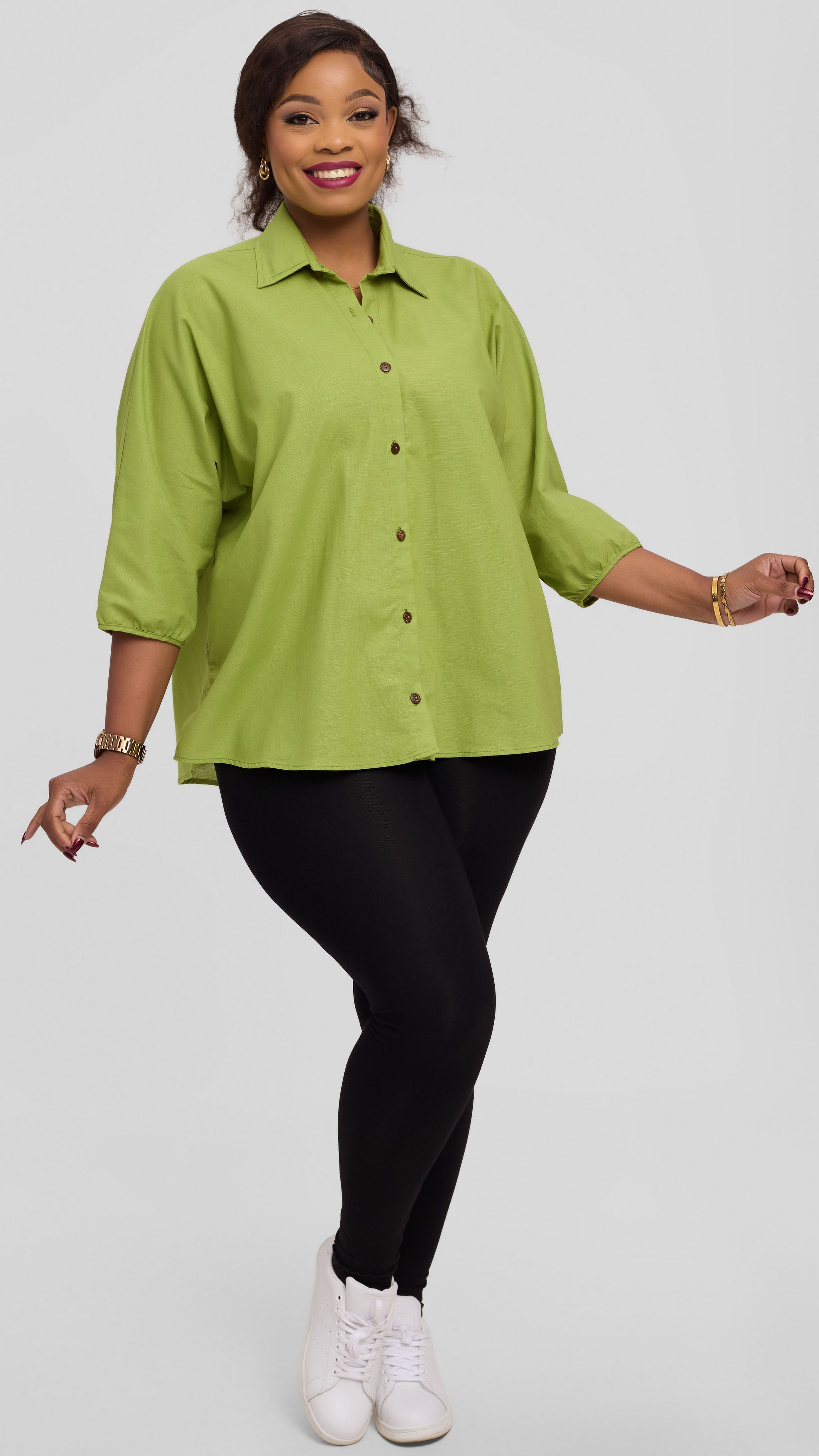 Safari by Vivo Back Pleat Loose Top in Linen Blend - Light Green