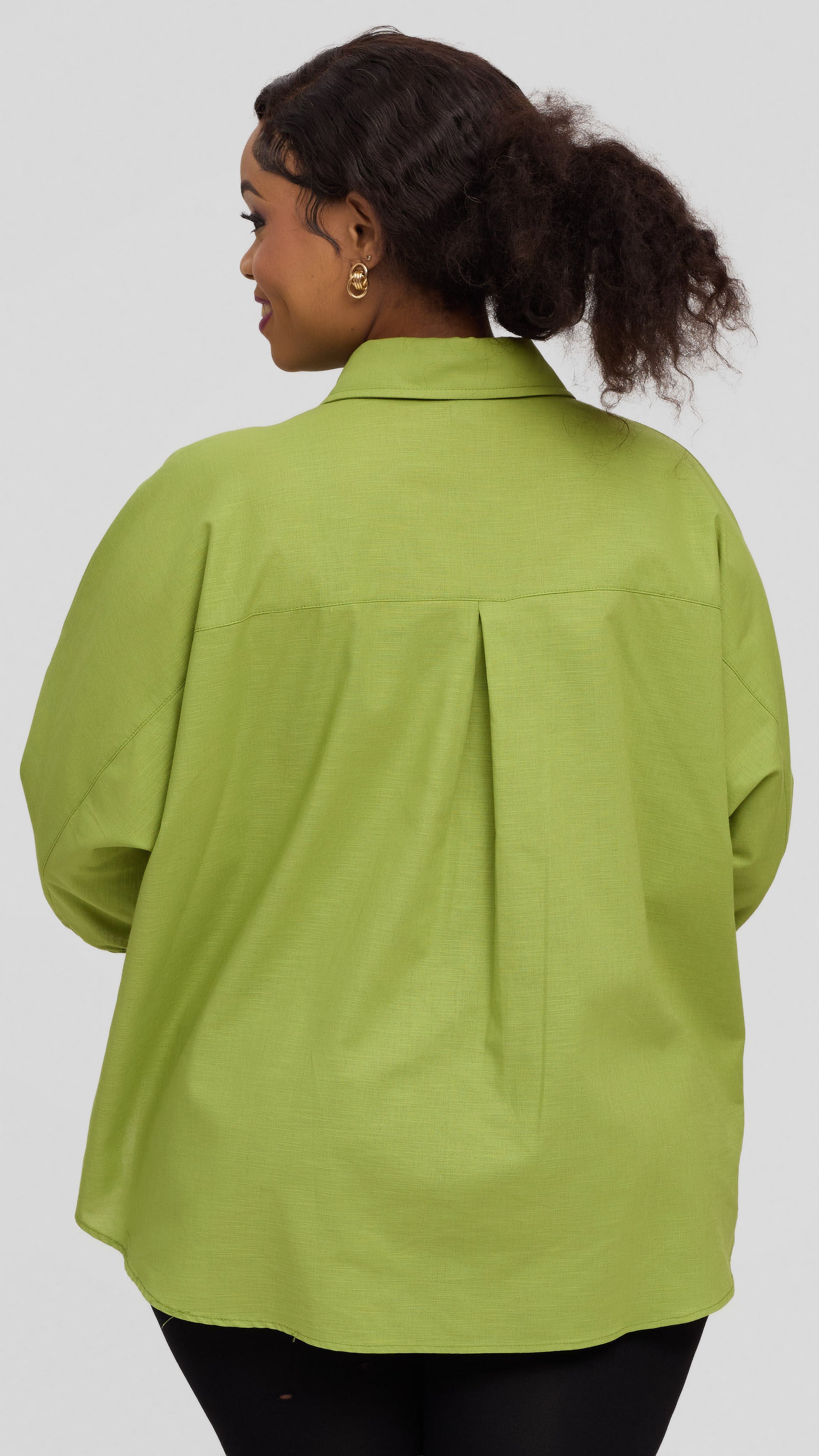 Safari by Vivo Back Pleat Loose Top in Linen Blend - Light Green