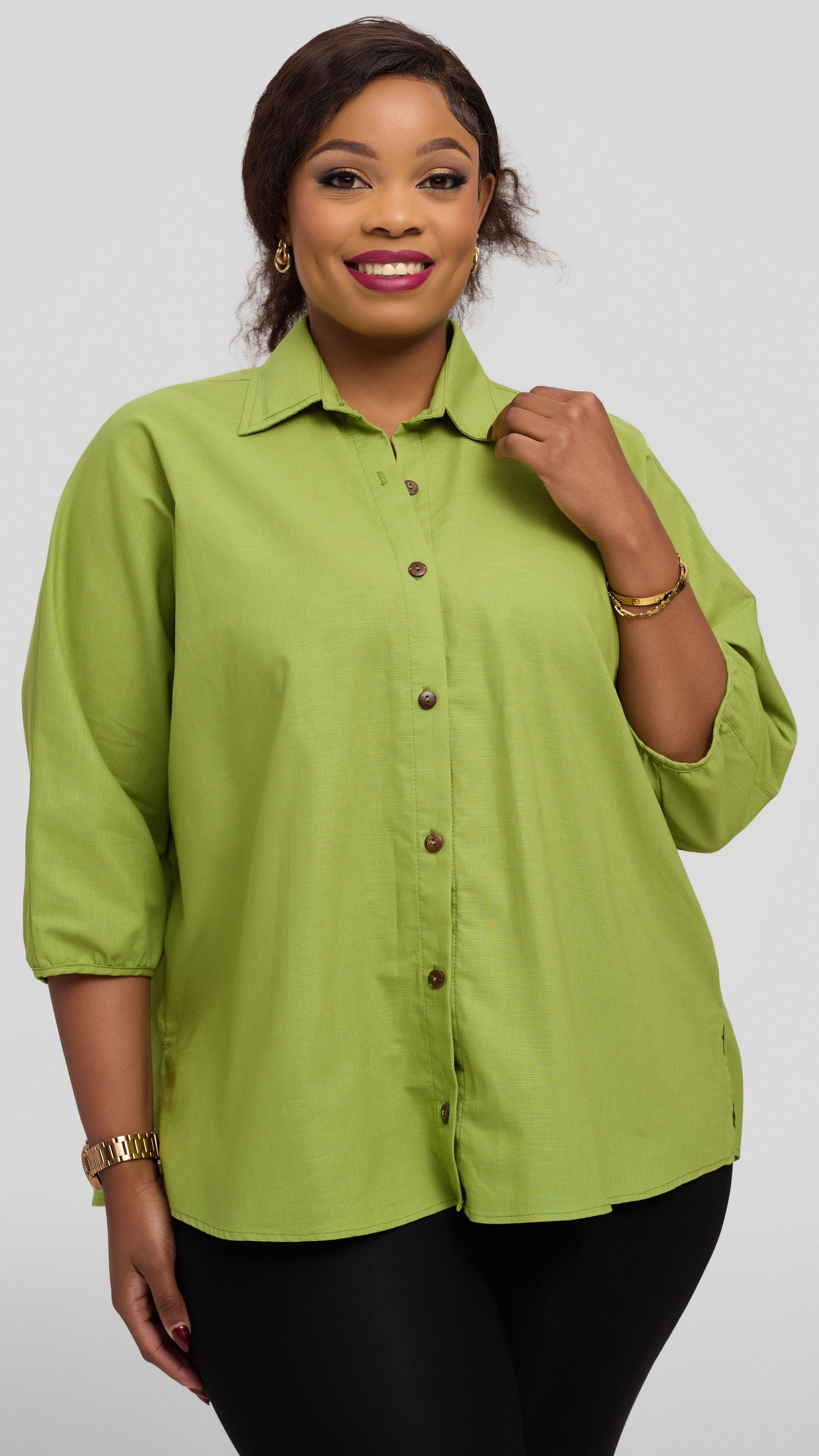 Safari by Vivo Back Pleat Loose Top in Linen Blend - Light Green