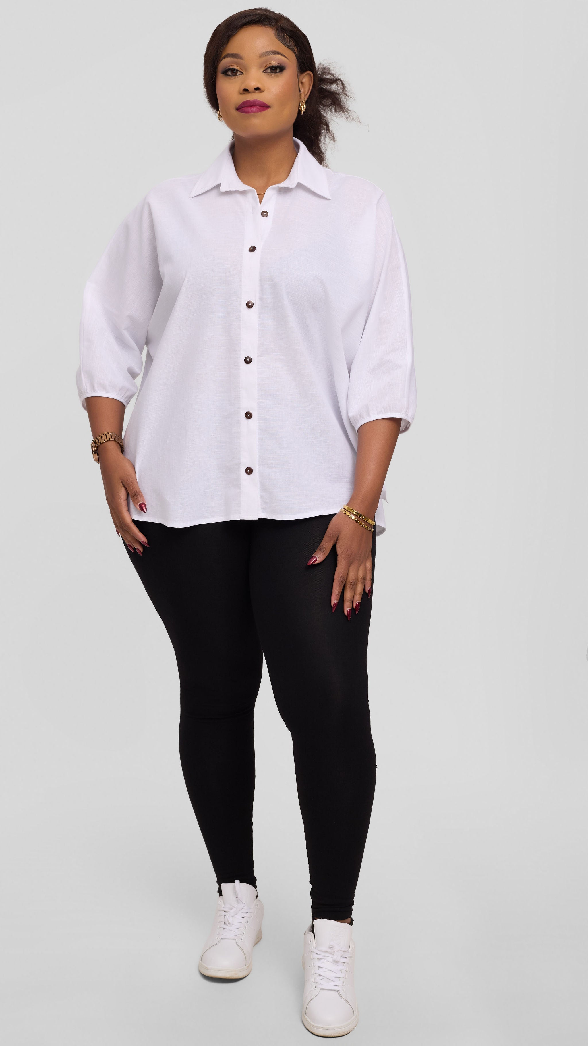Safari by Vivo Back Pleat Loose Top in Linen Blend - White