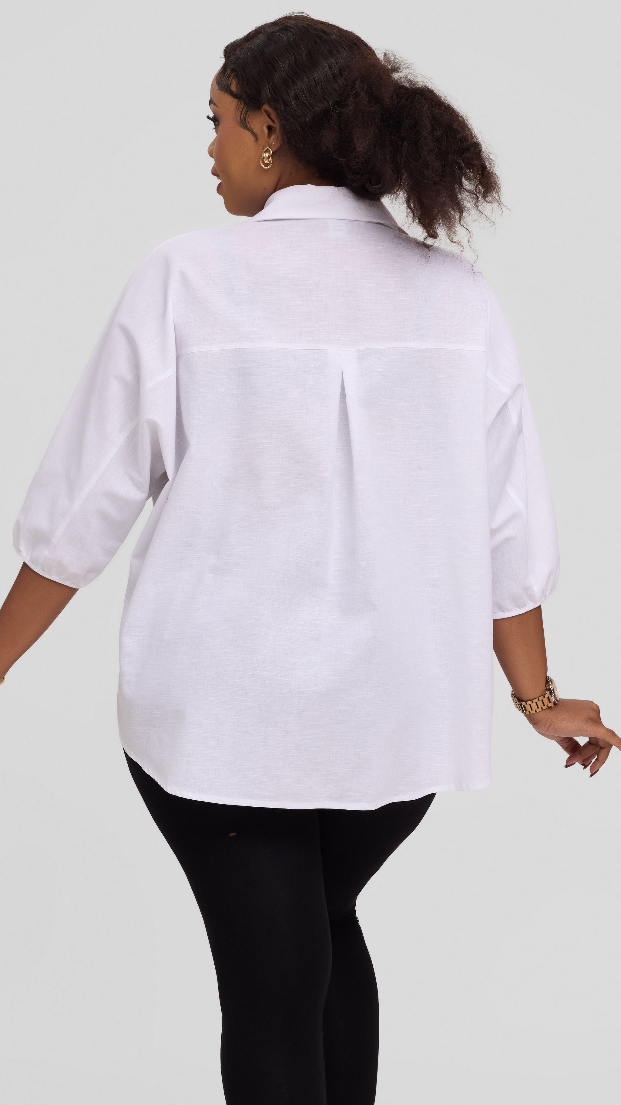 Safari by Vivo Back Pleat Loose Top in Linen Blend - White