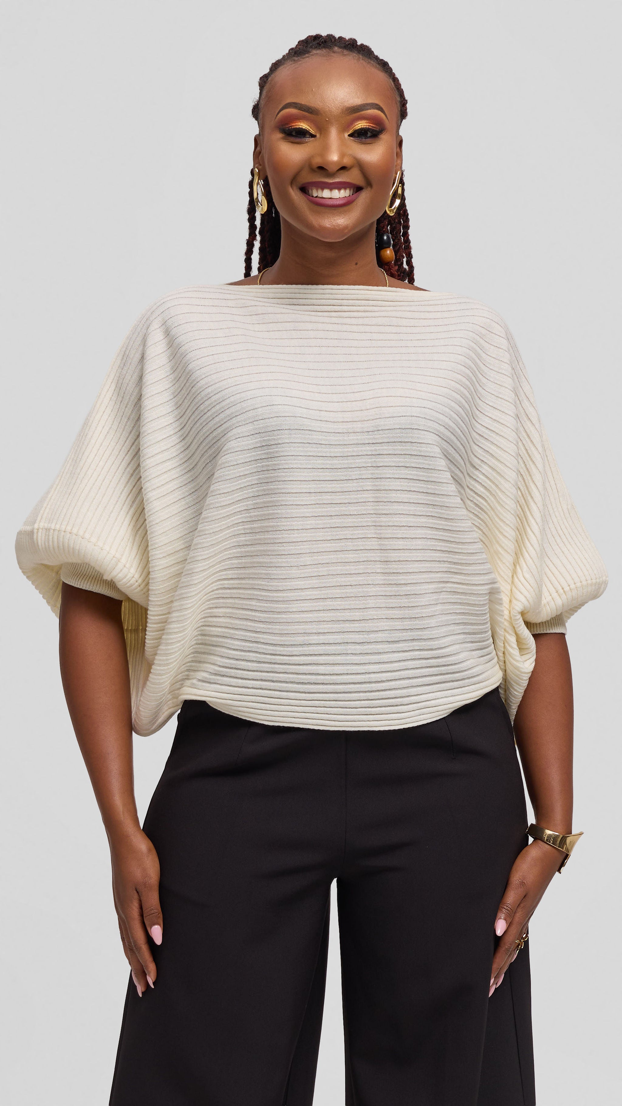 Vivo Balloon Sleeved Sweater - Off White