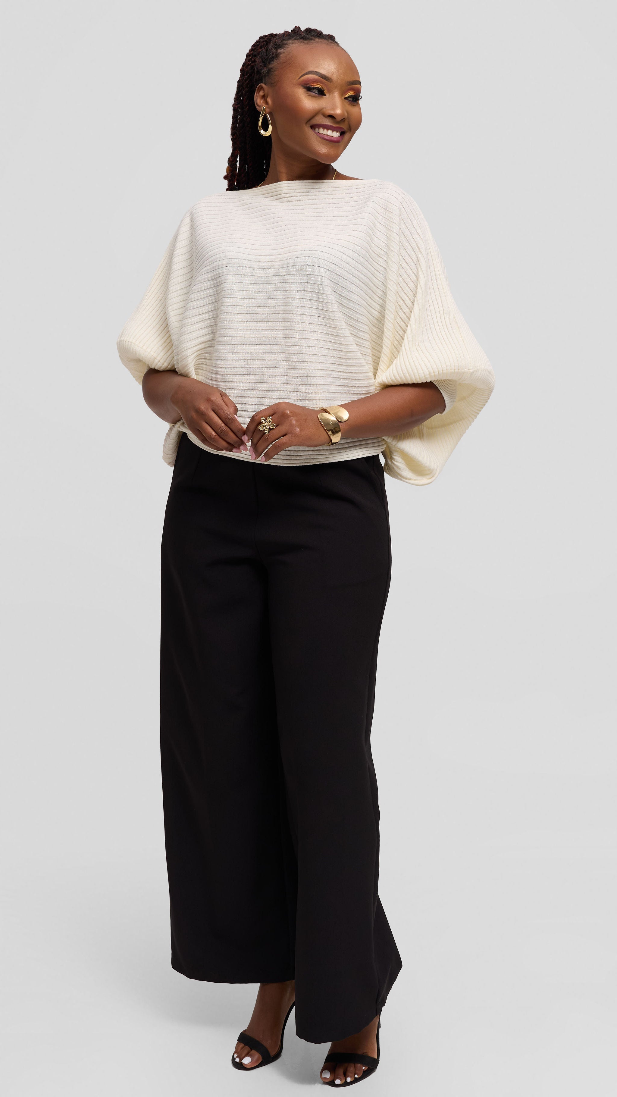 Vivo Balloon Sleeved Sweater - Off White