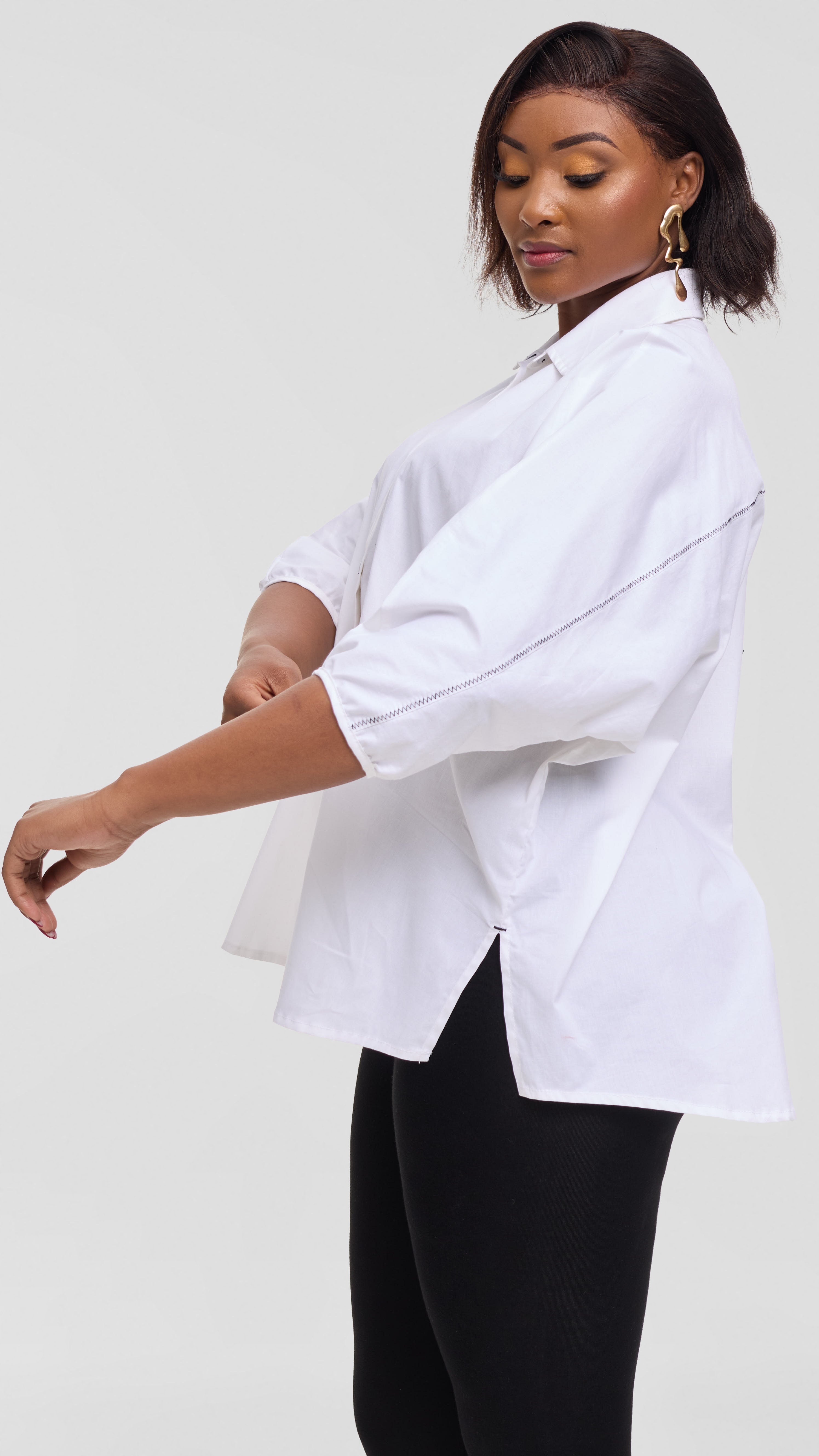 Vivo Back Pleat Loose Top in Cotton - White
