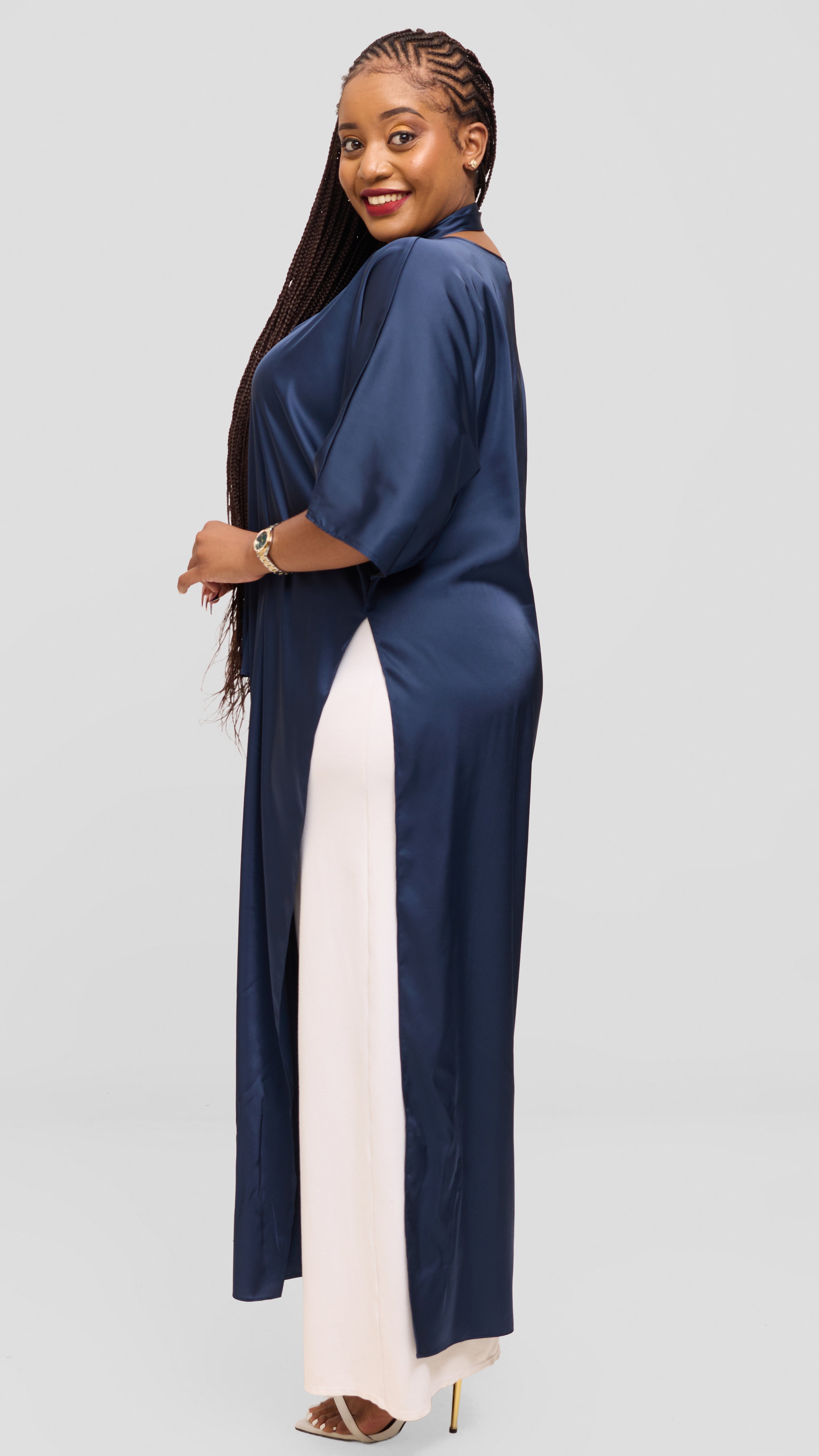 Vivo Lani Maxi Top in Satin - Navy