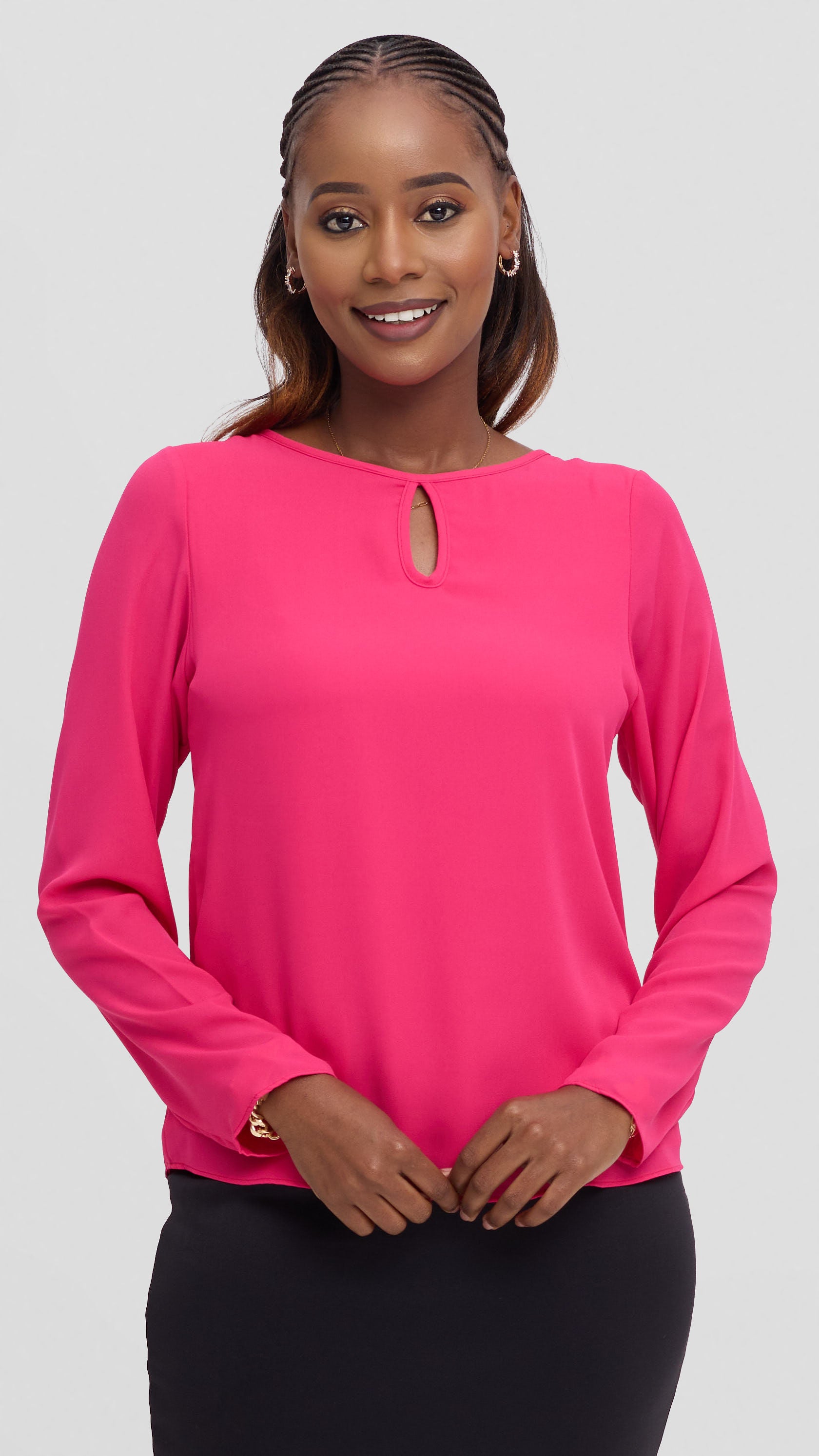 Vivo Sierra Long Sleeve Top in Chiffon (Double Layered)  - Pink