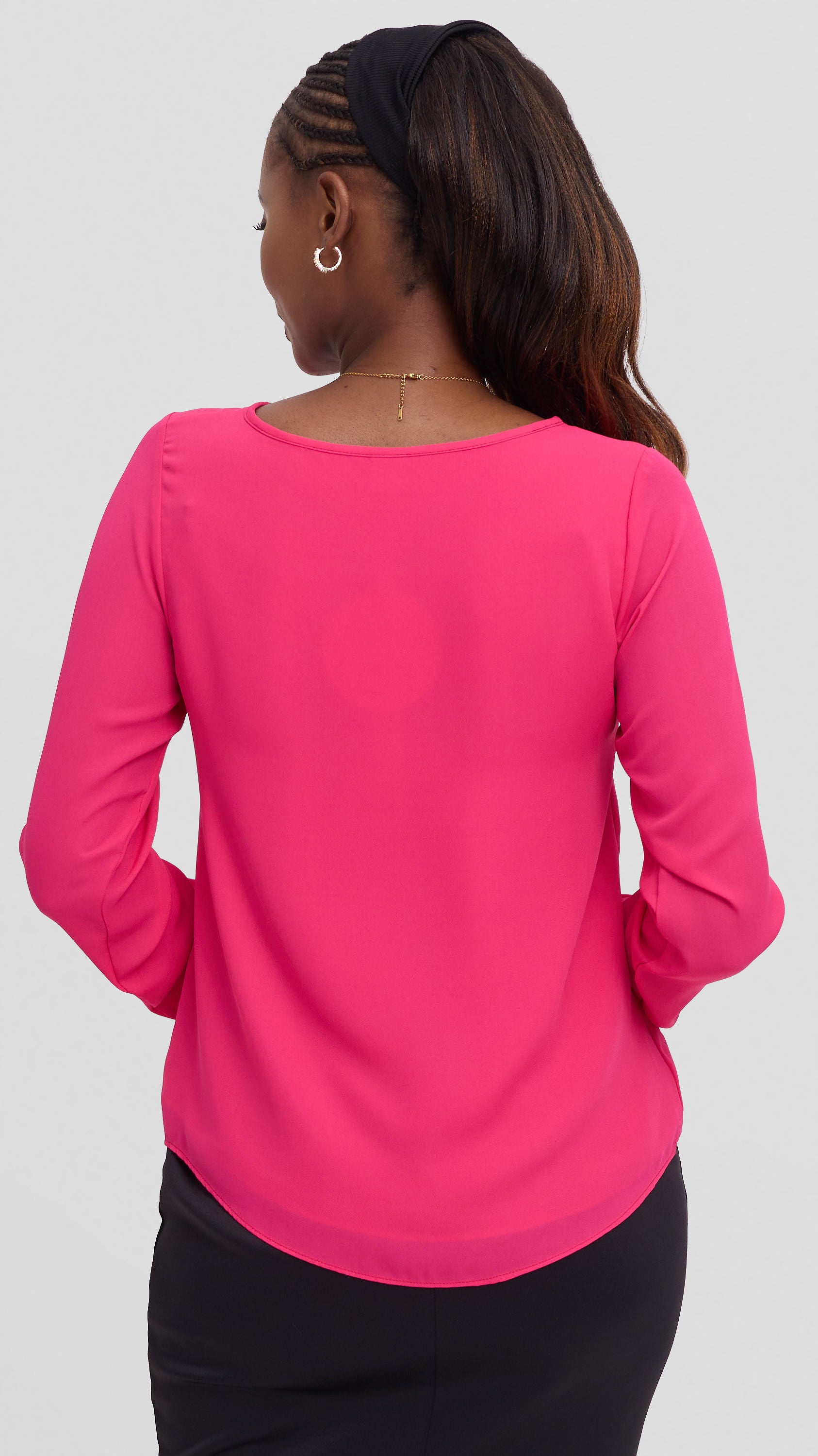 Vivo Sierra Long Sleeve Top in Chiffon (Double Layered)  - Pink