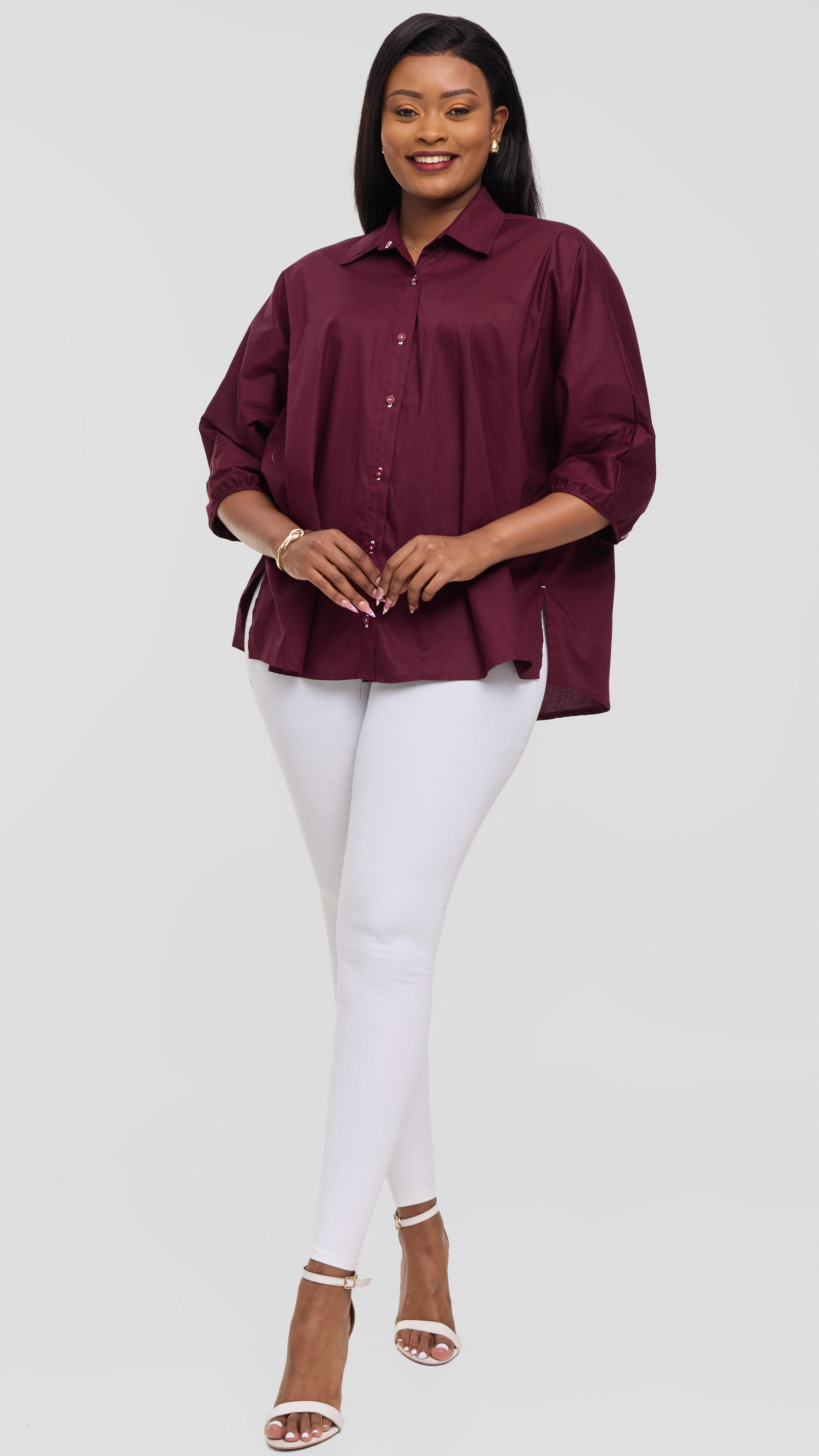 Vivo Back Pleat Loose Top in Cotton - Mulberry