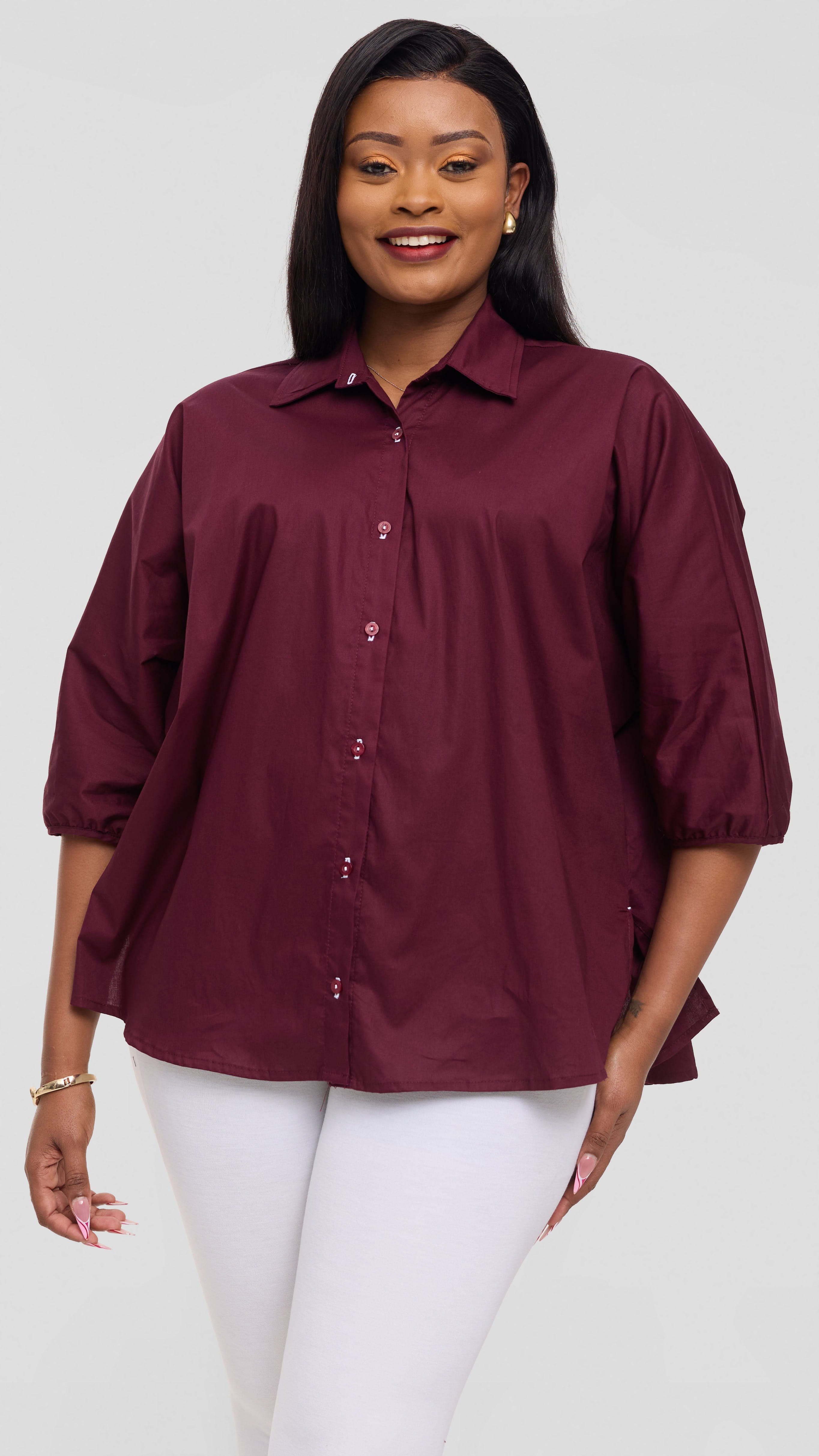 Vivo Back Pleat Loose Top in Cotton - Mulberry