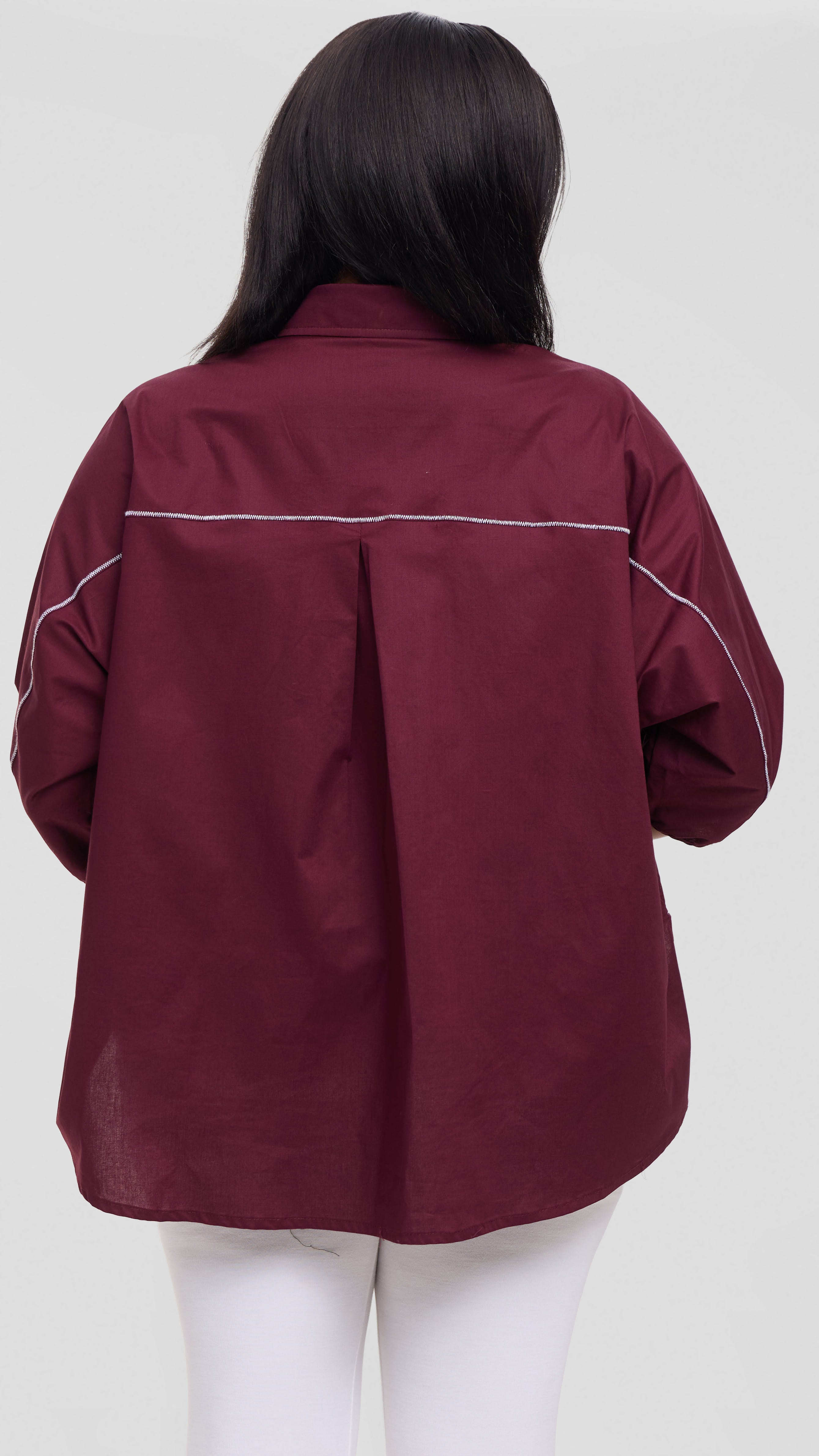 Vivo Back Pleat Loose Top in Cotton - Mulberry