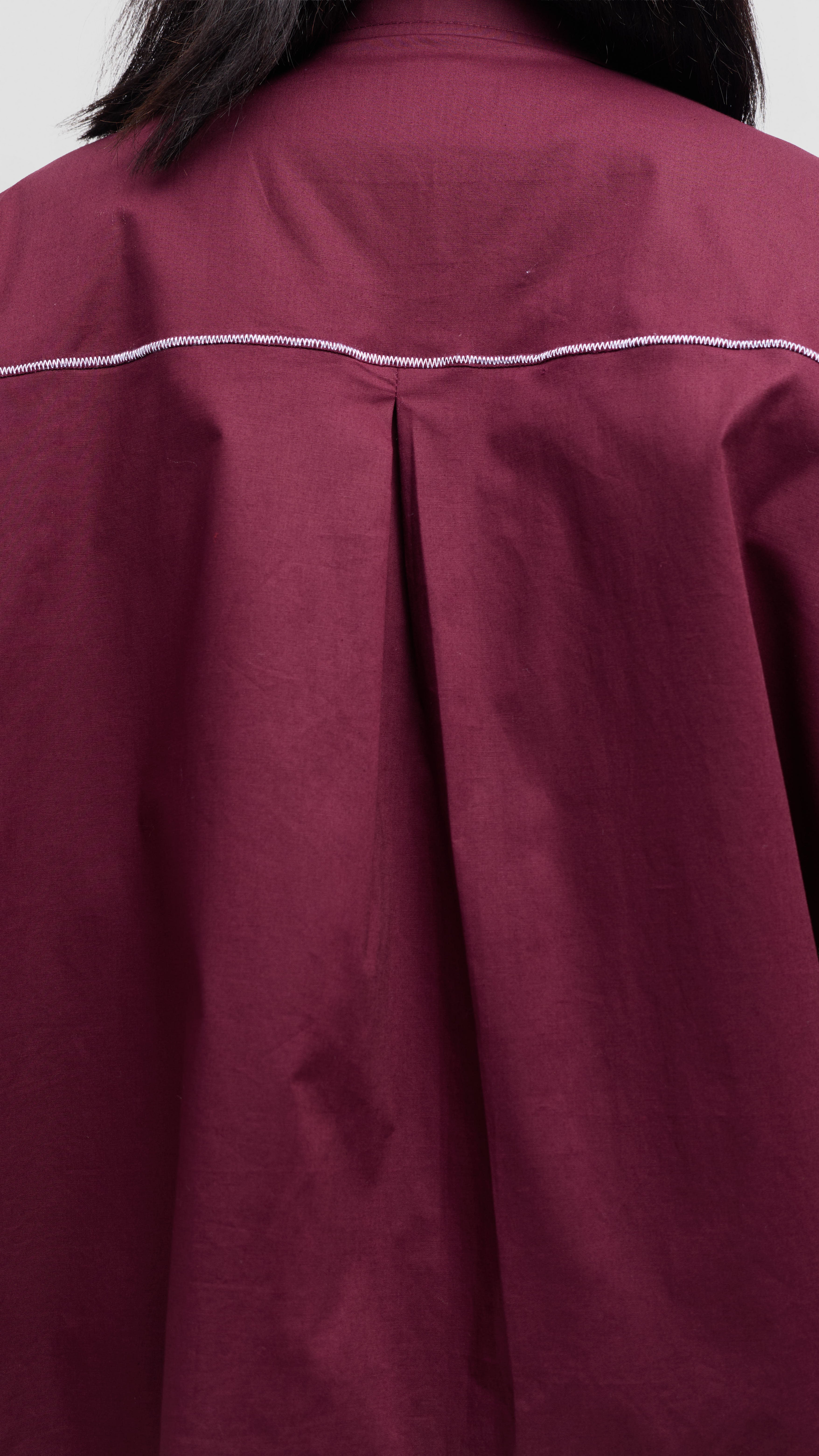 Vivo Back Pleat Loose Top in Cotton - Mulberry