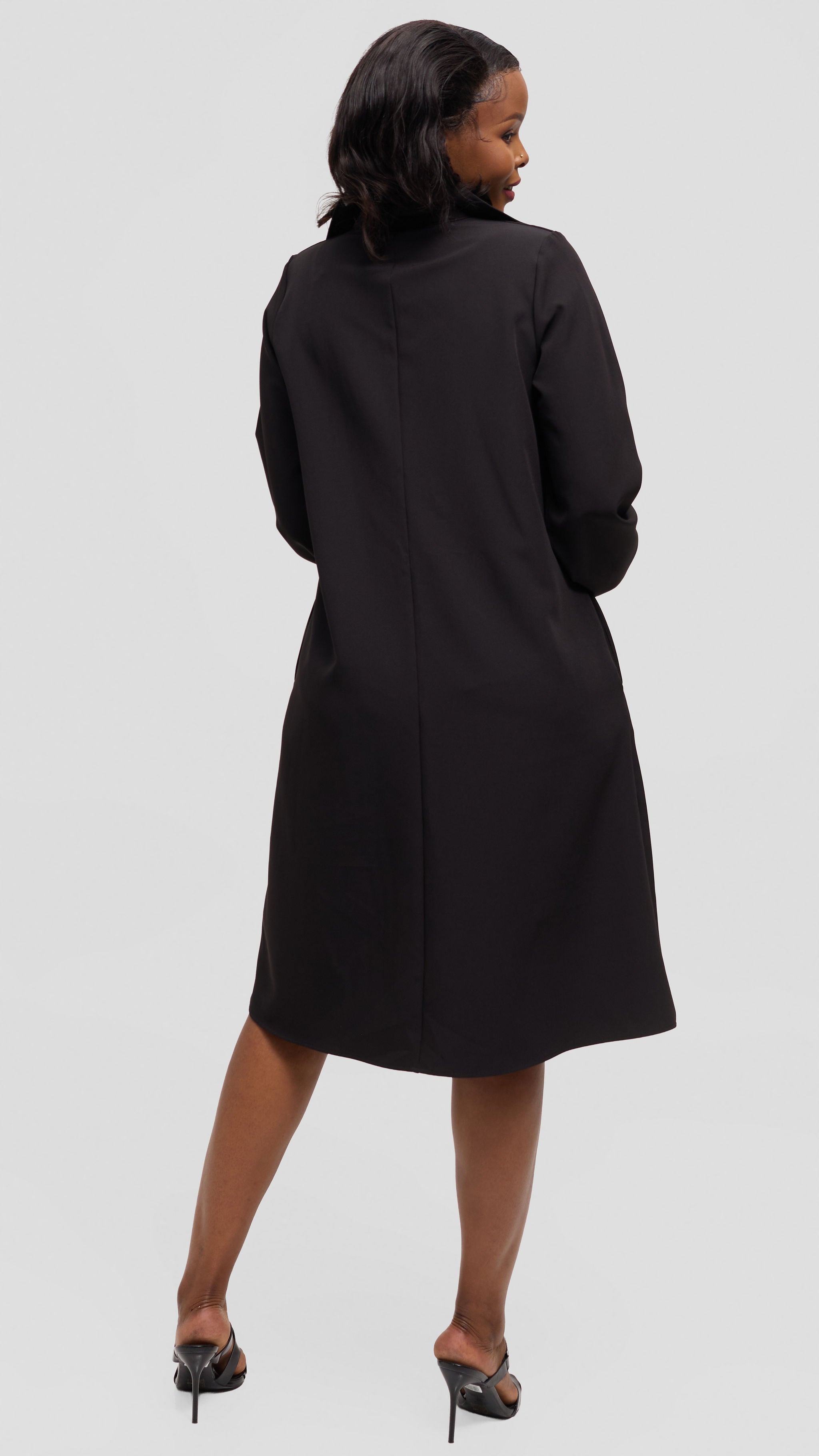 Vivo Mandla Bishop Sleeve Tent Dress in Crepe - Black