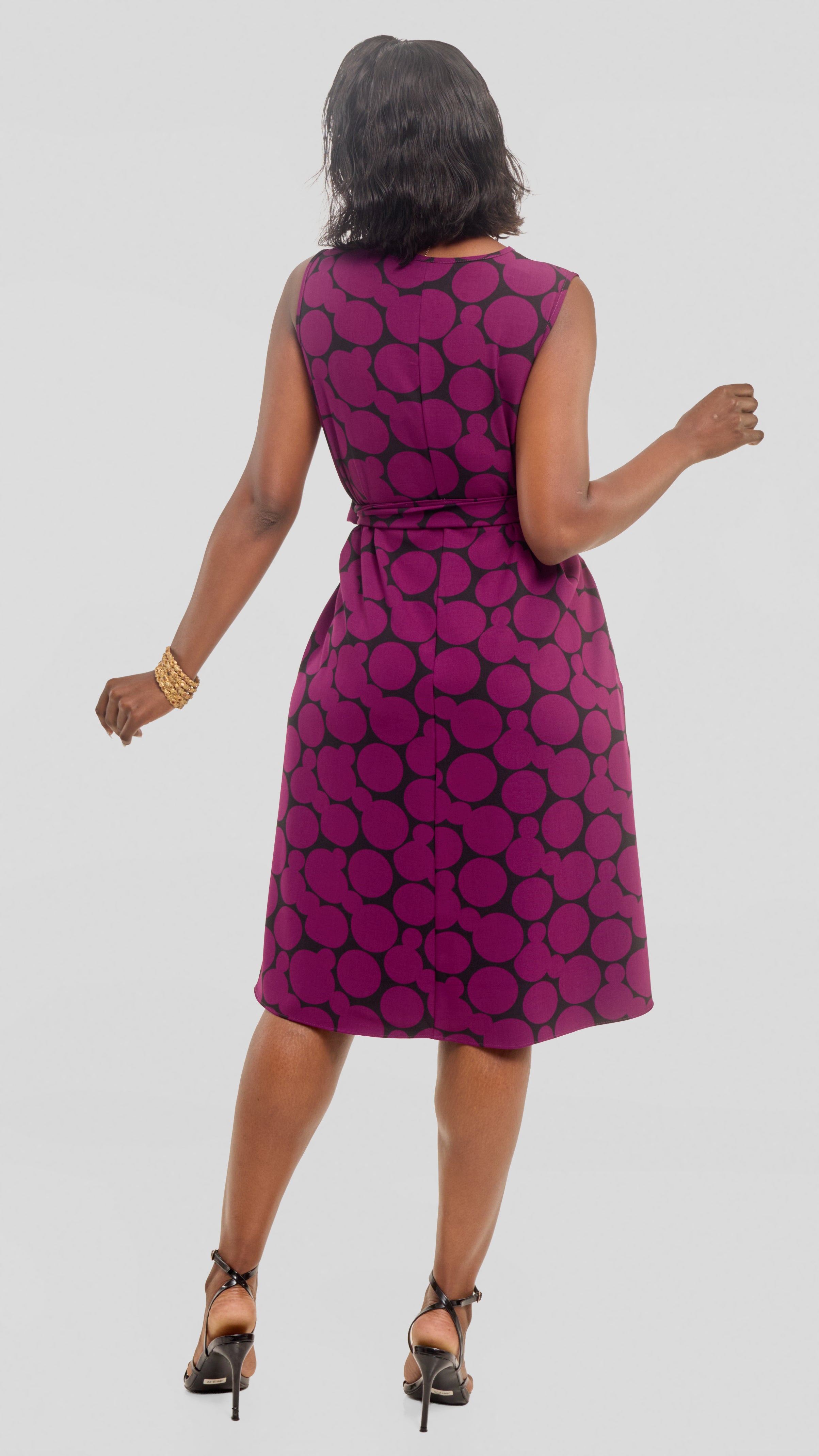 Vivo Niari Sleeveless Tent Dress in Crepe - Mulberry / Black Tumi Print