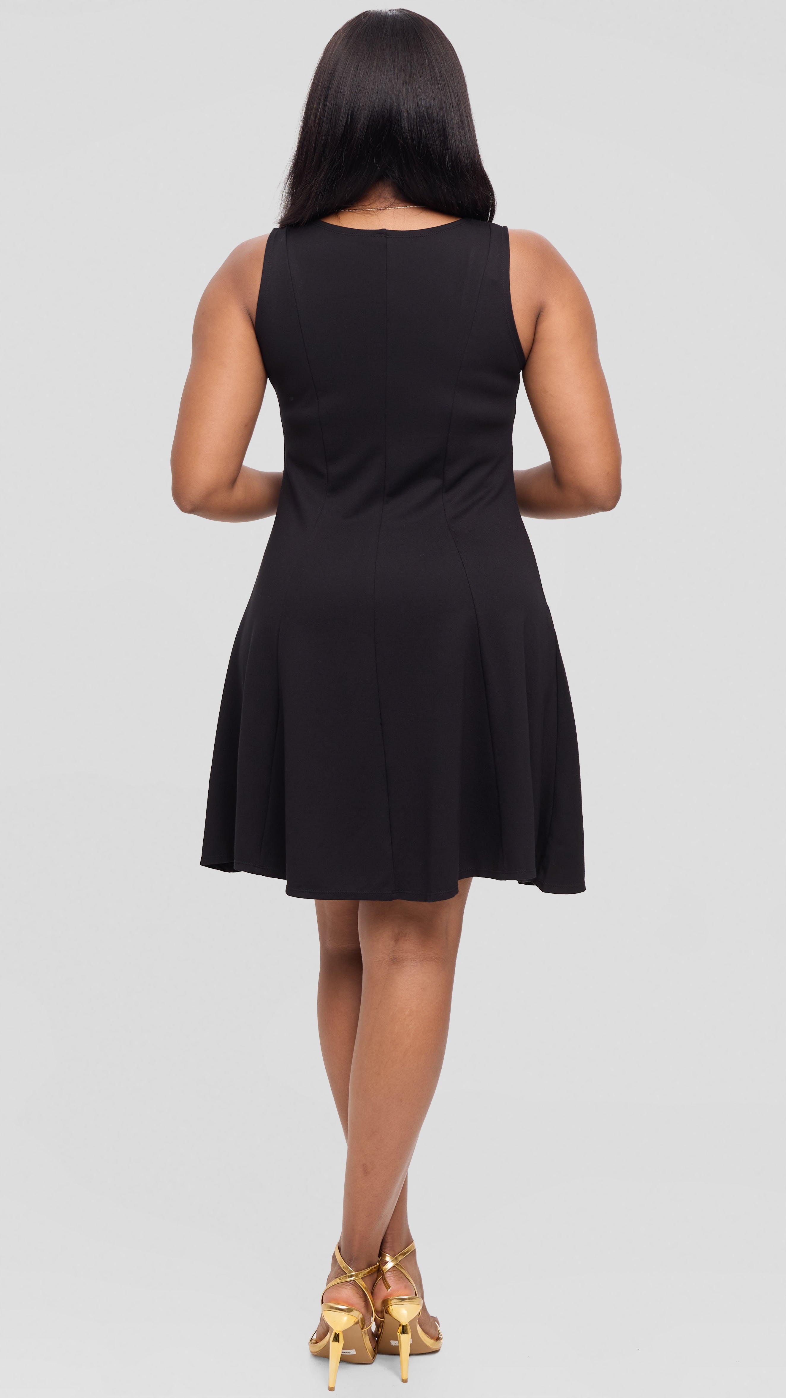 Vivo Studio A-Line Mini Dress in Ponte - Black