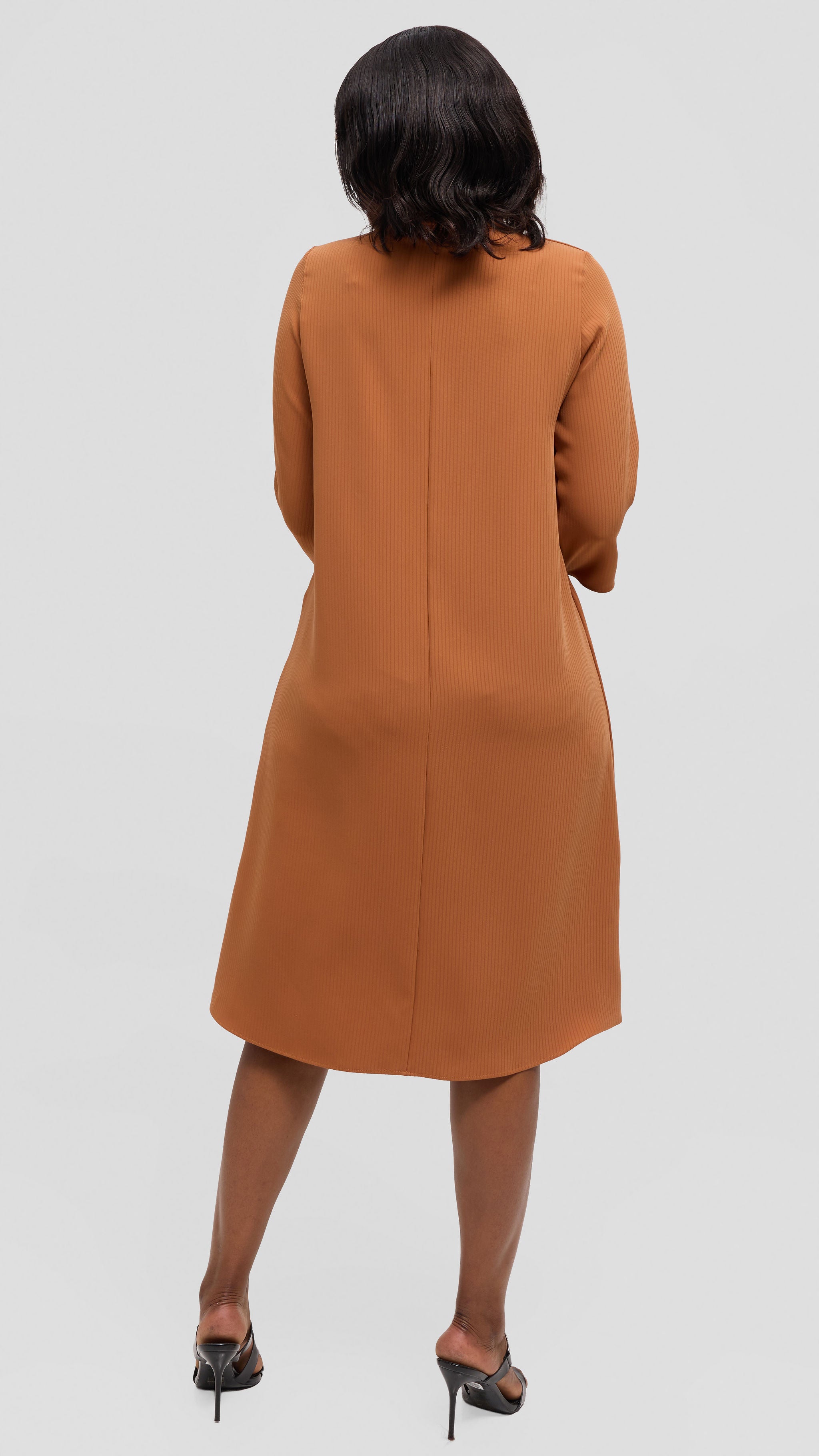 Vivo Tatili Pinstripe Tent Dress in Crepe - Light Brown
