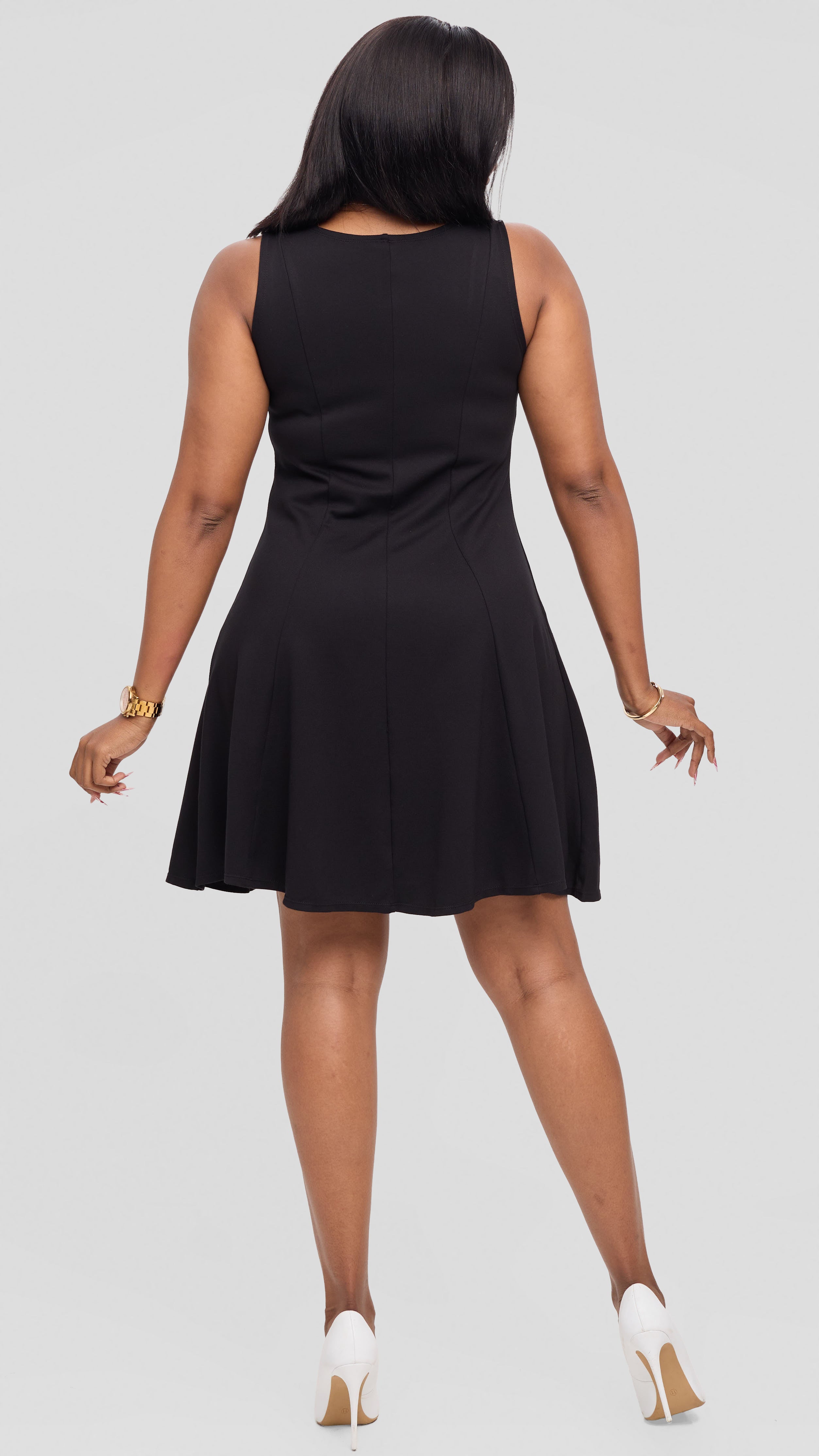 Vivo Studio A-Line Mini Dress in Ponte - Black