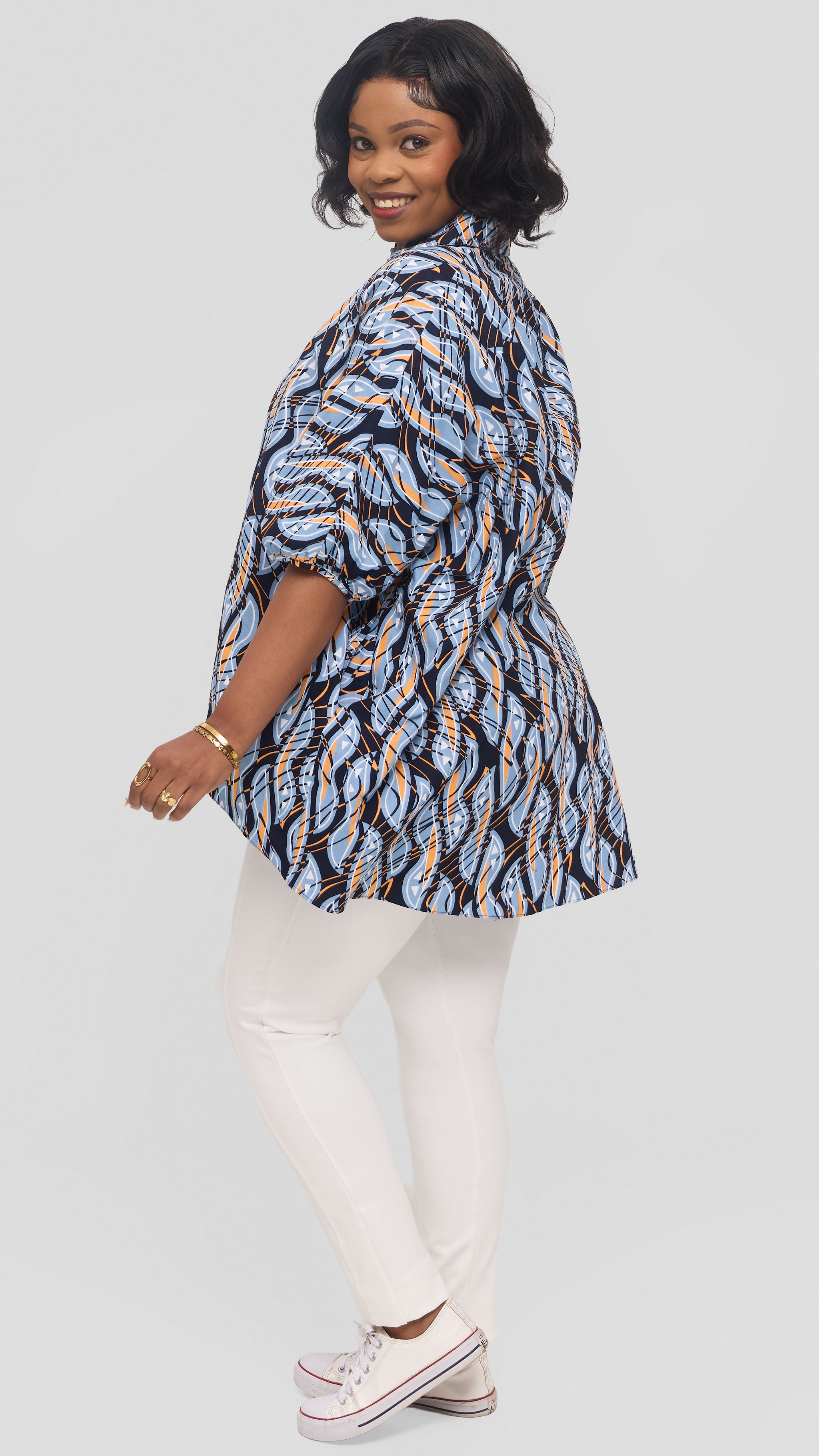 Safari by Vivo Tafari High Low Top in Kitenge - Ngazi Print