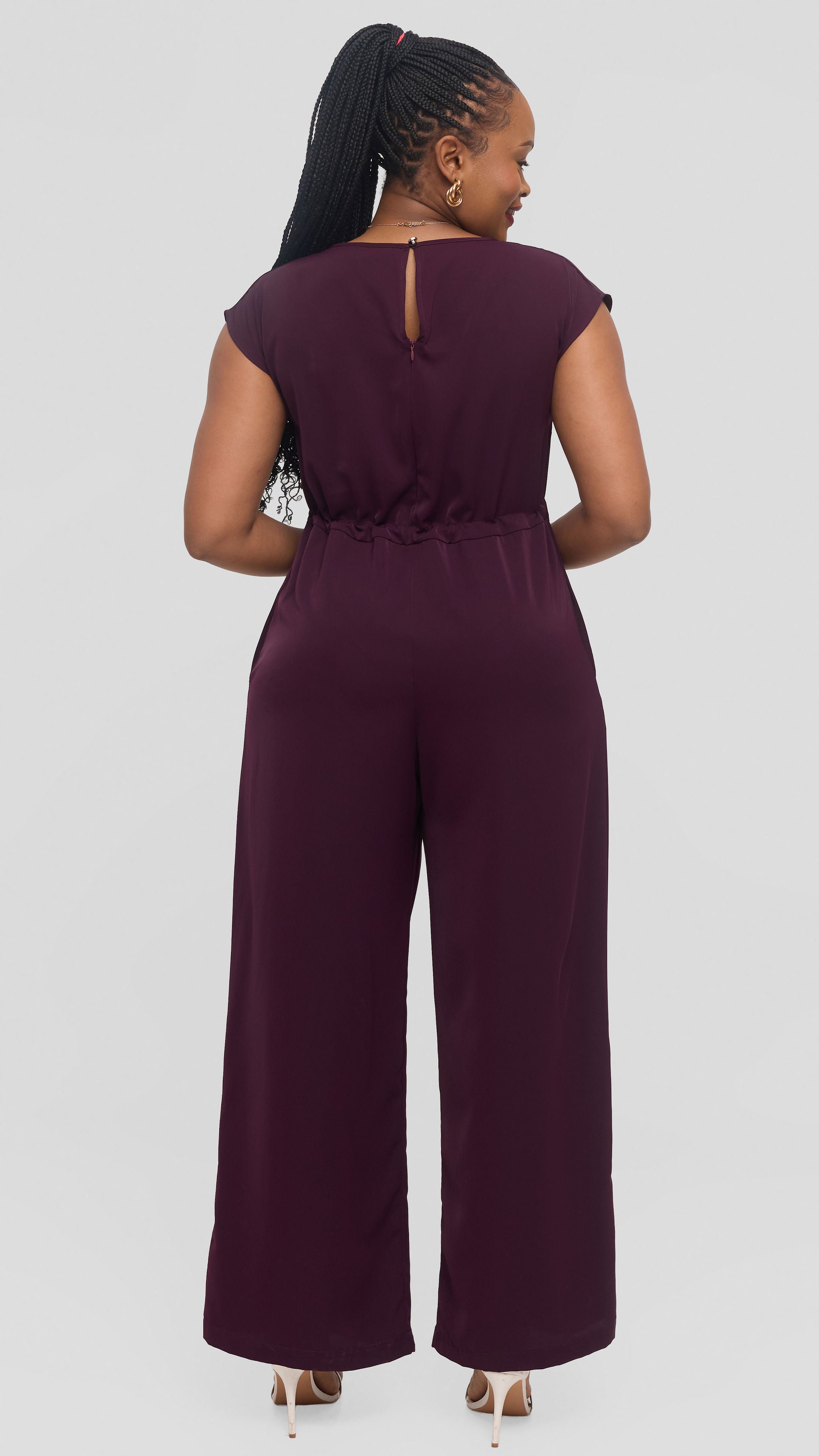 Vivo Sakari Drop Shoulder Jumpsuit in Crepe - Mulberry
