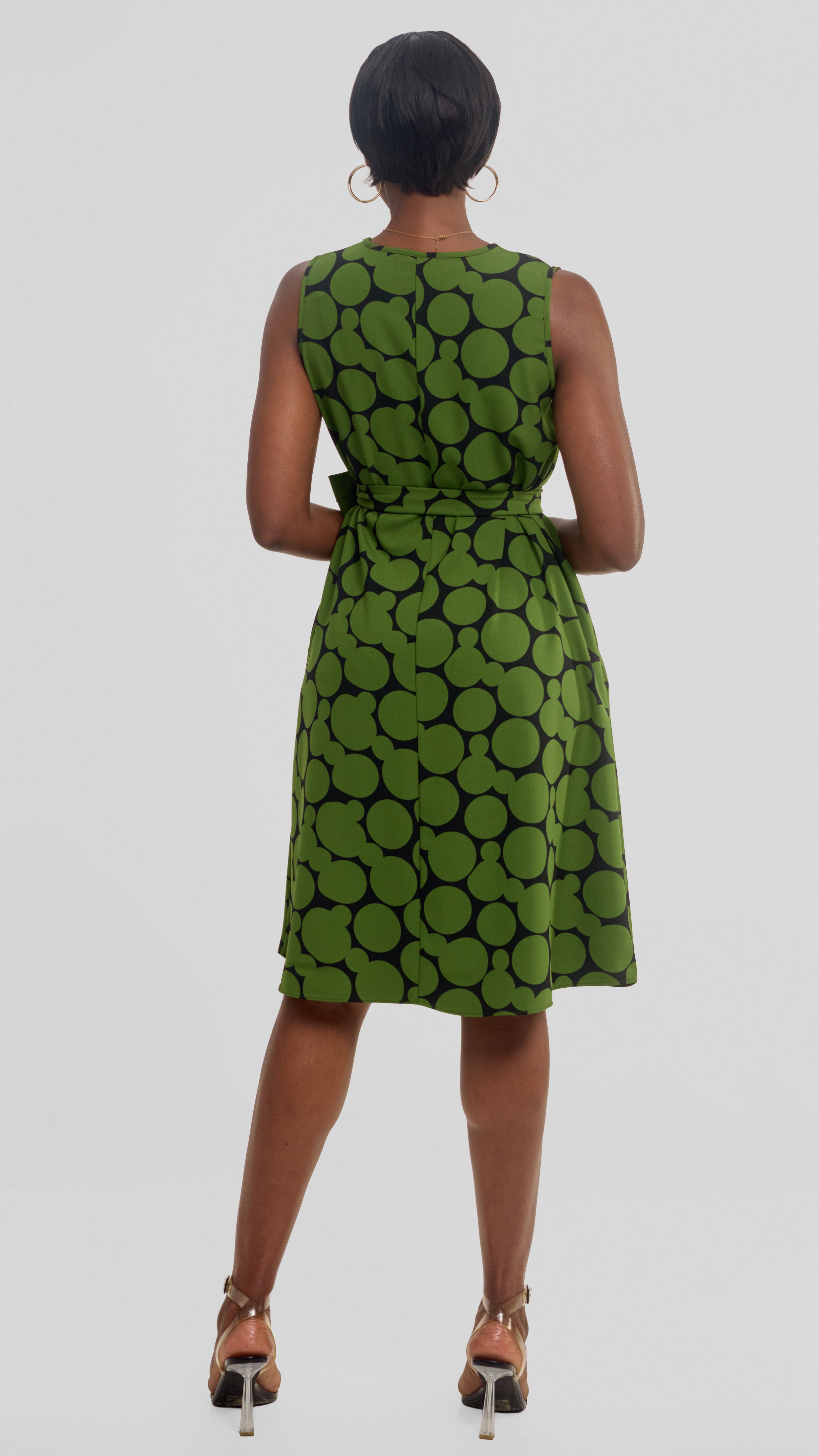 Vivo Niari Sleeveless Tent Dress in Crepe - Green / Black Tumi Print