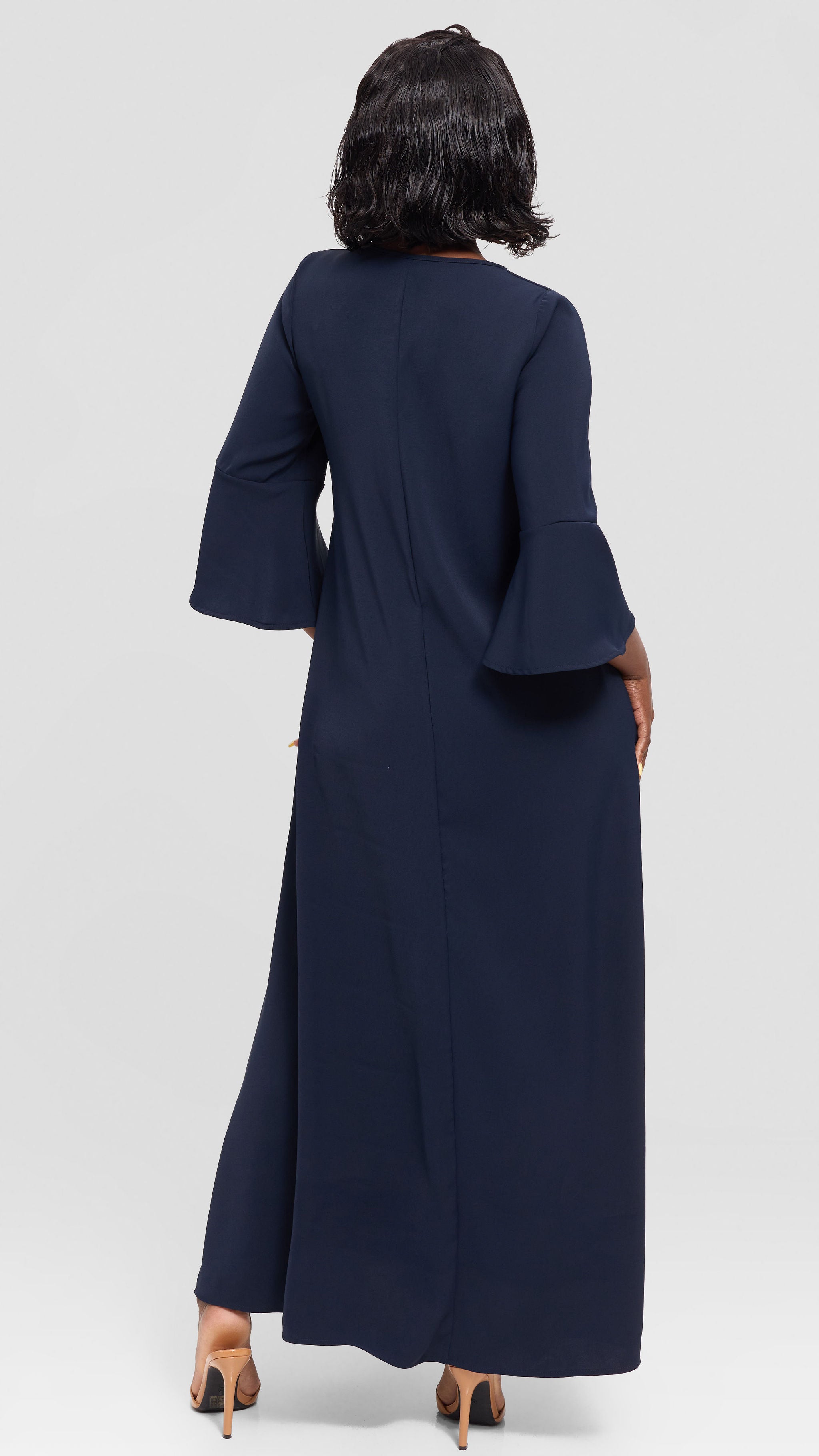 Vivo Zola 3/4 Sleeve Maxi Dress in Crepe - Navy