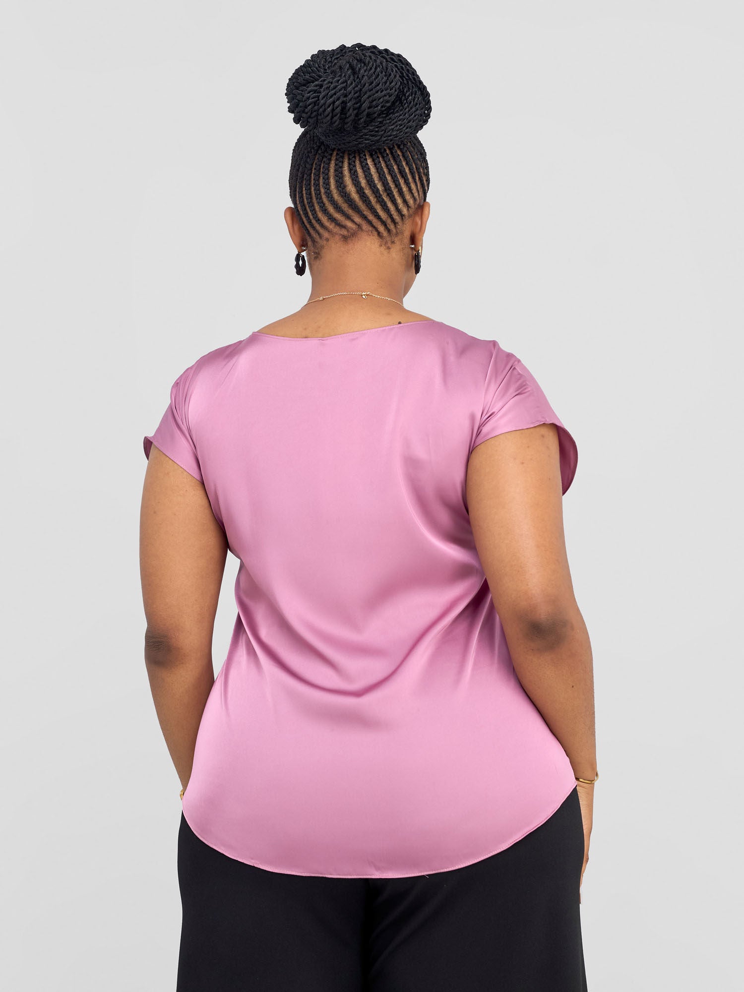 Vivo Basic Satin Dropped Shoulder Top - Blush Pink