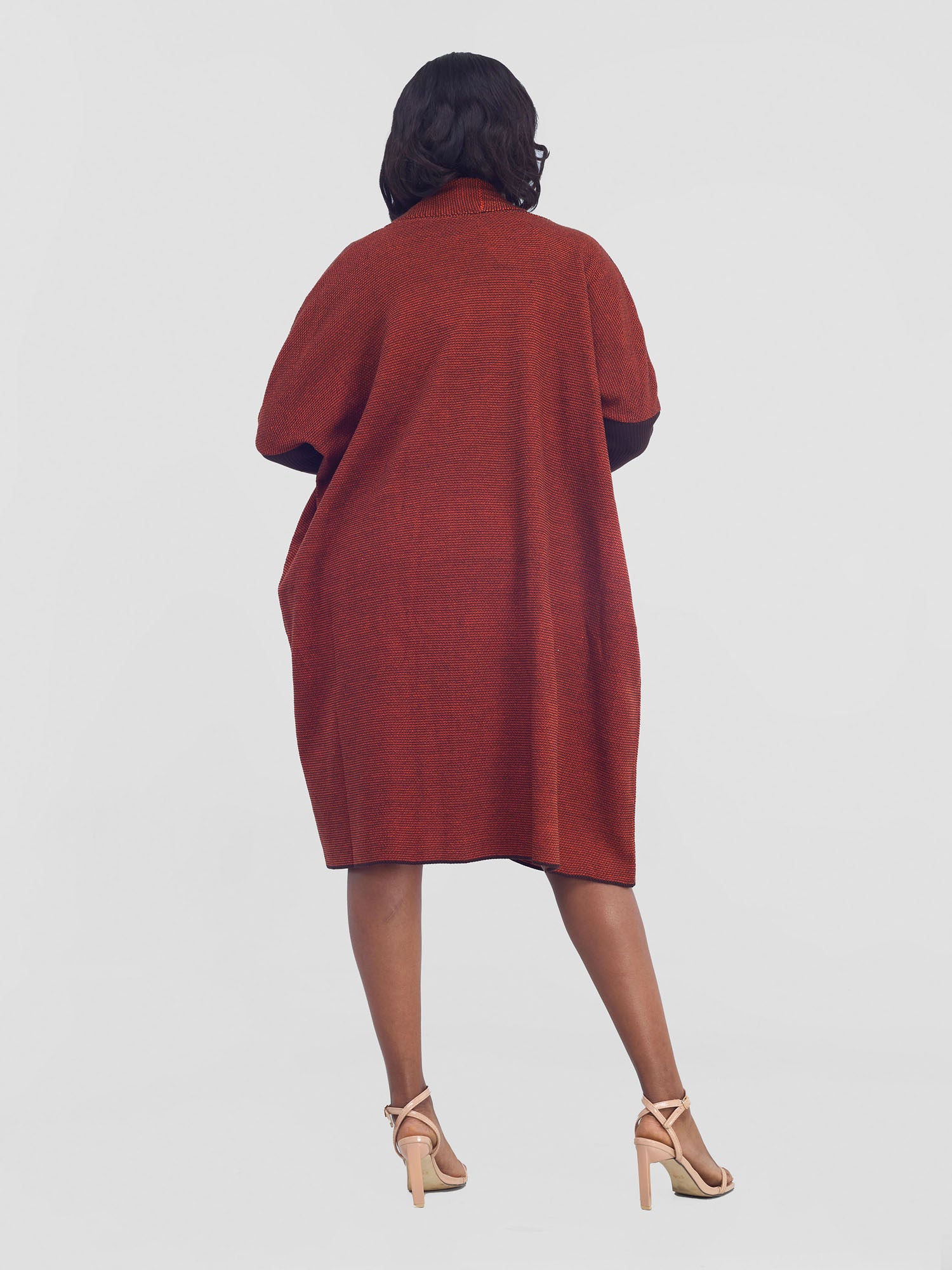 Vivo Cuffed Wide Sweater - Tangerine / Coffee Brown