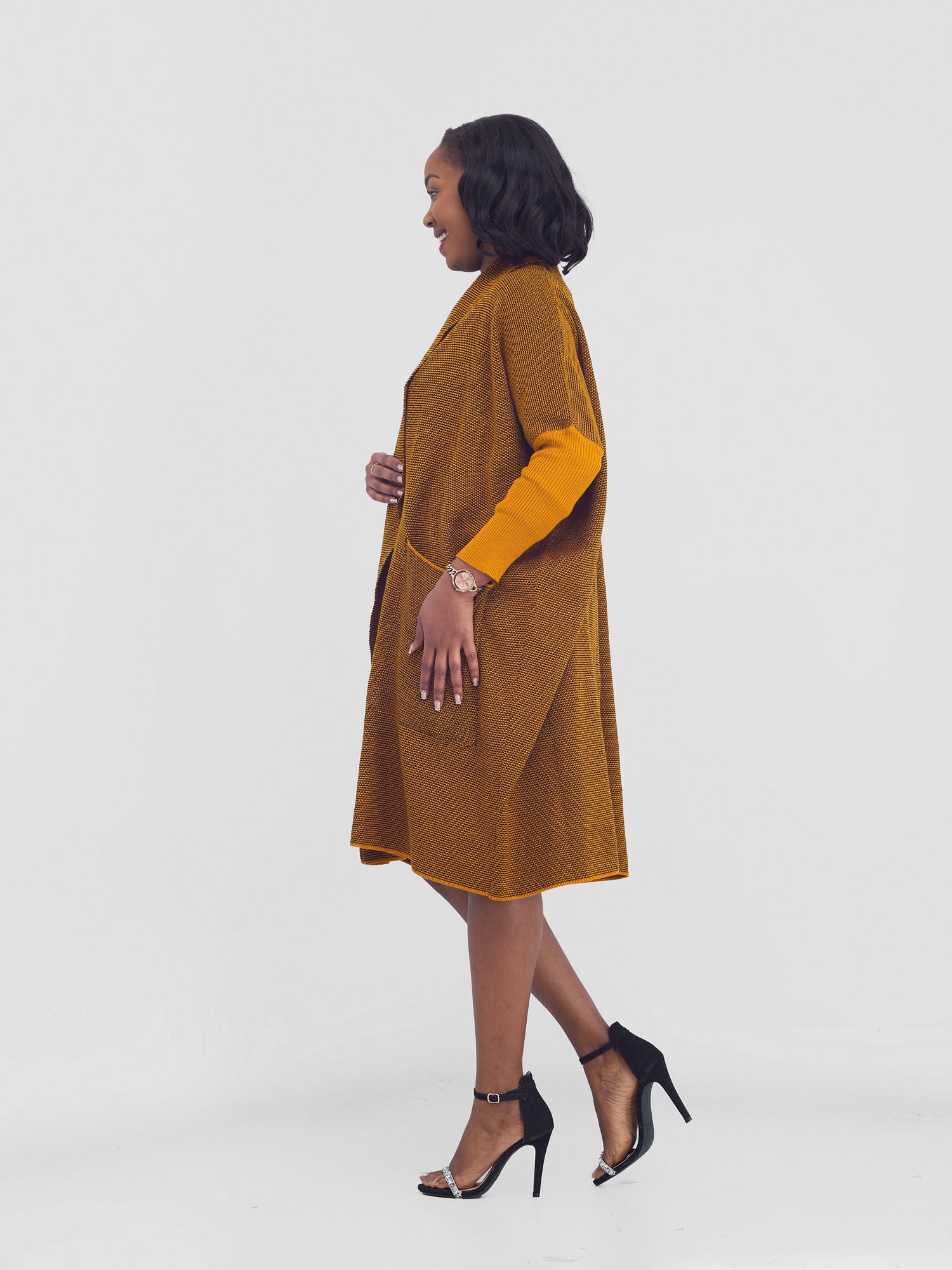 Vivo Cuffed Wide Sweater - Mustard/Black