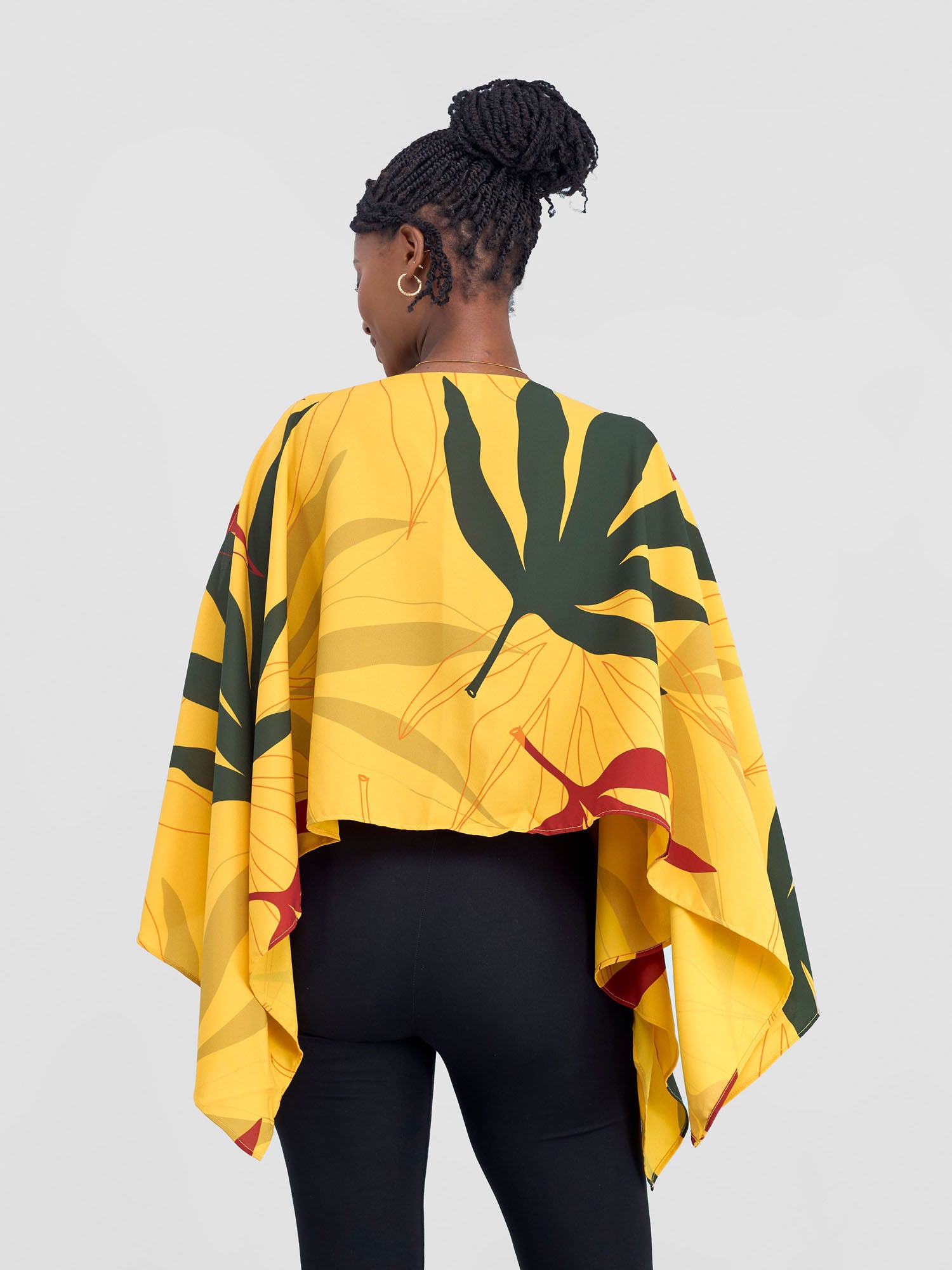 Vivo Kelemi Chiffon Boat Neck Midriff Top - Mustard / Rust Leke Print