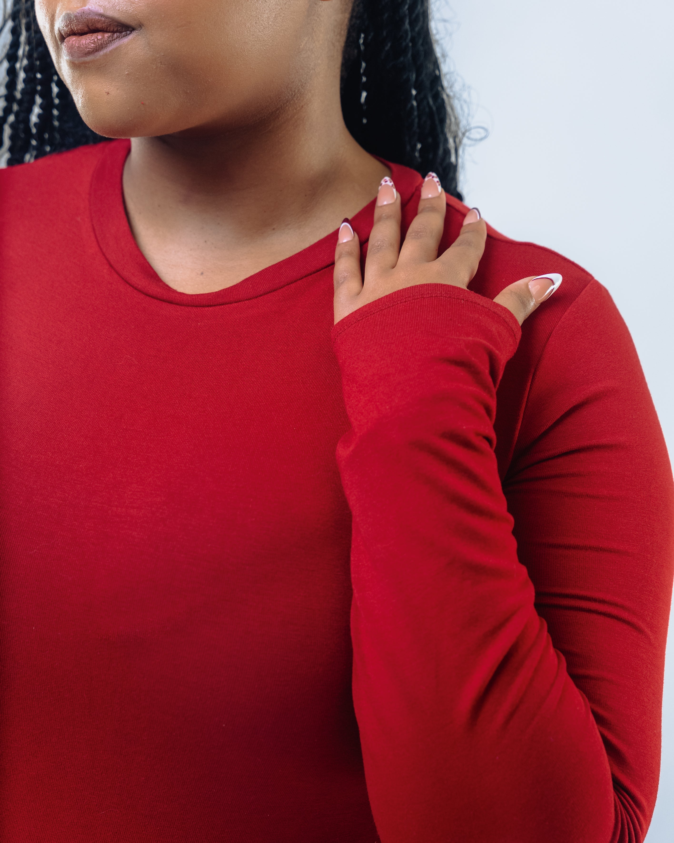 Vivo X This Is Essentials Long Sleeve Crew Neck Bodysuit - Red