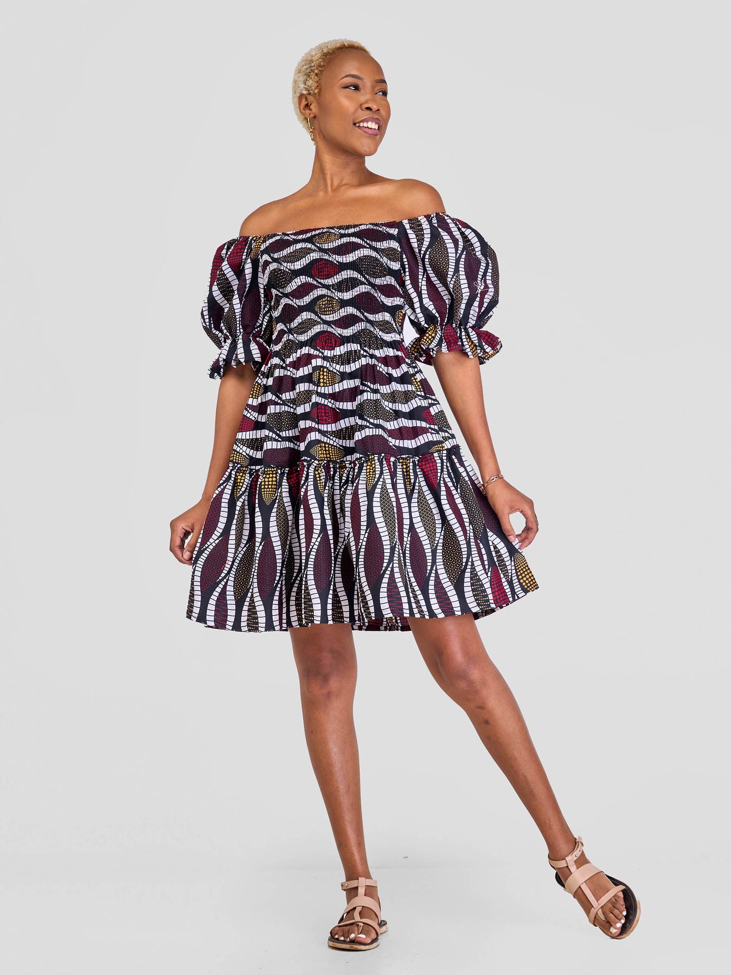 Safari Nimali Bustier Knee Length Dress - Mshale Print